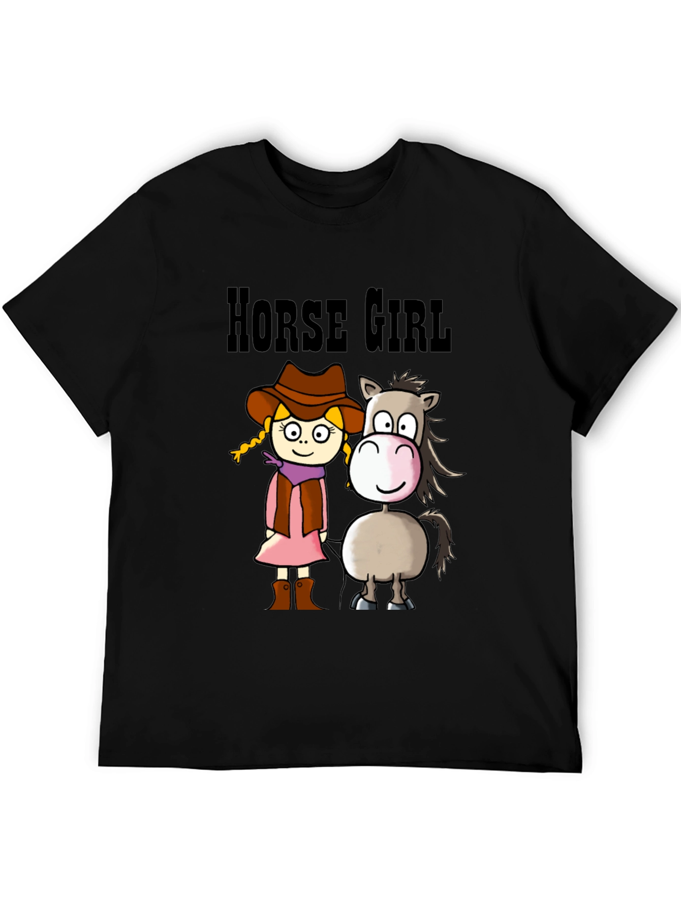 Horse Girl Cartoon T-Shirt - Cute Animal Tee