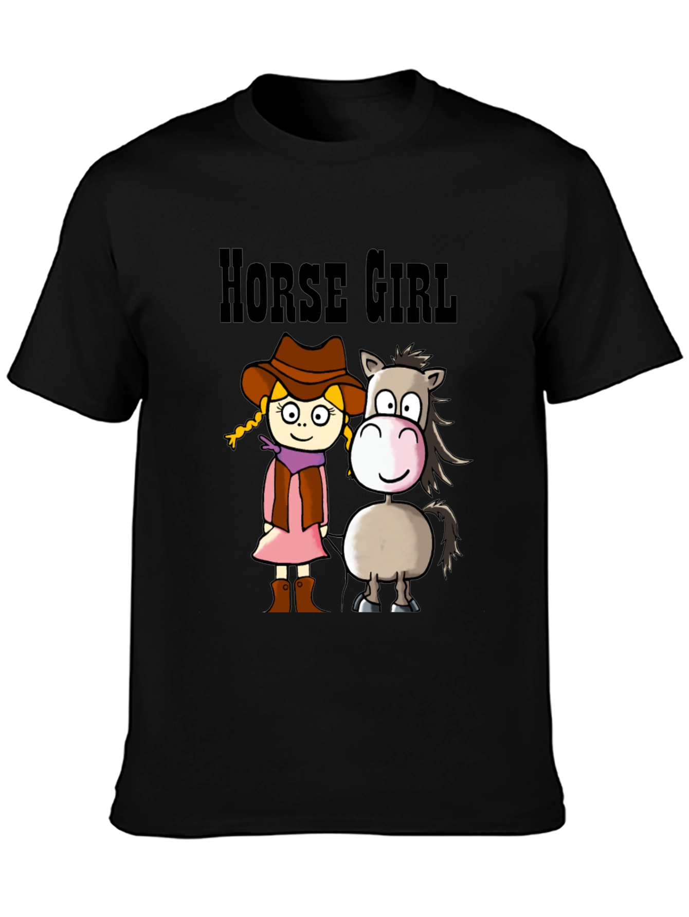 Horse Girl Cartoon T-Shirt - Cute Animal Tee
