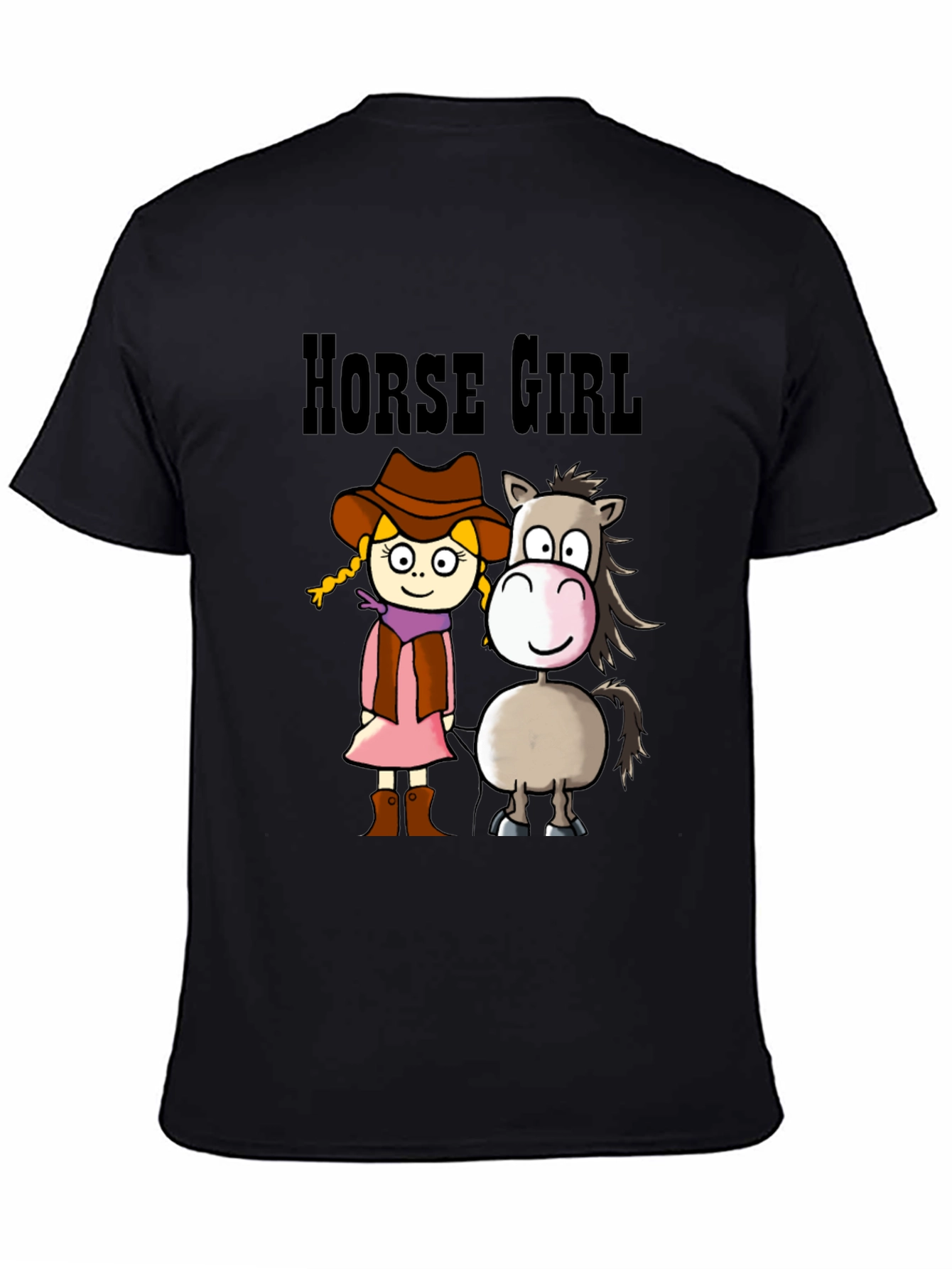 Horse Girl Cartoon T-Shirt - Cute Animal Tee