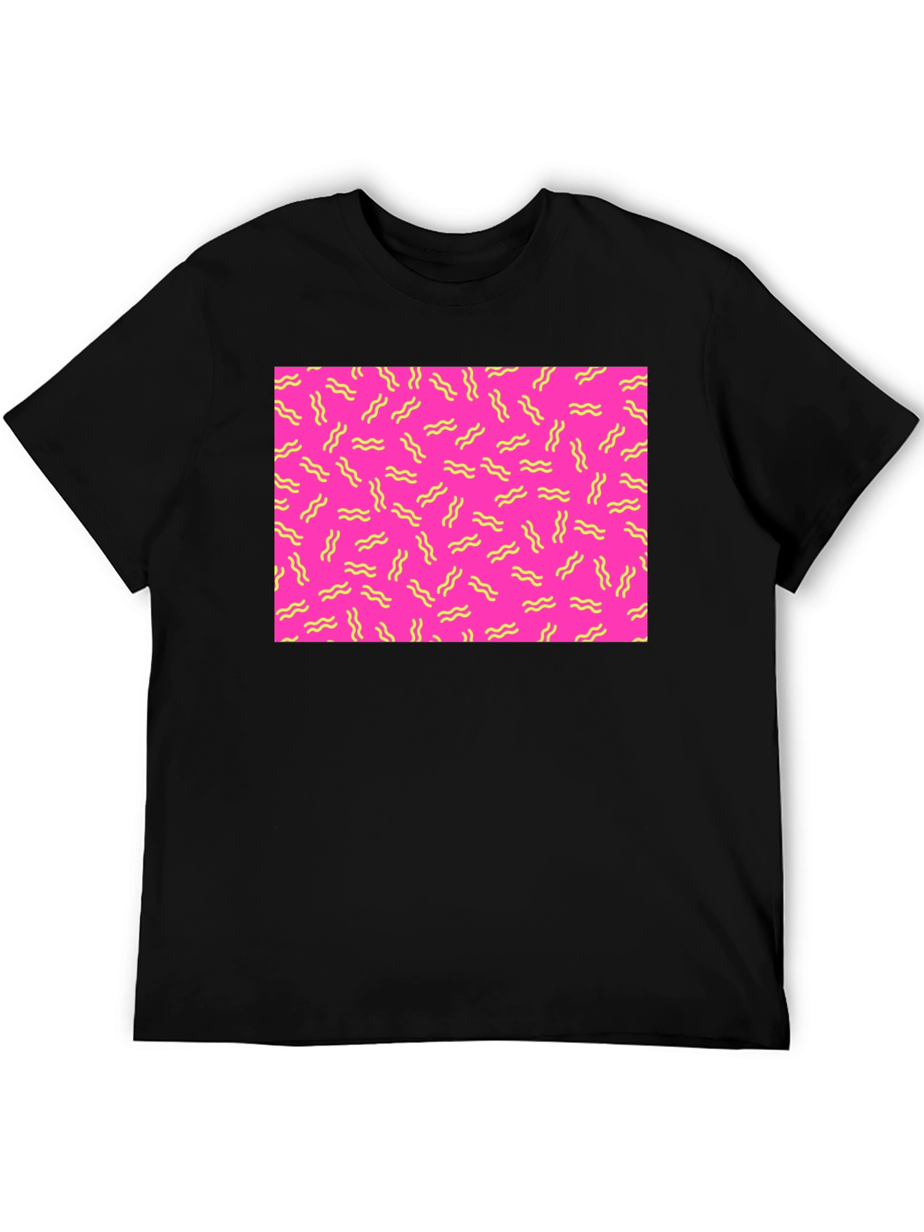 Retro Wave Pattern T-Shirt - Black