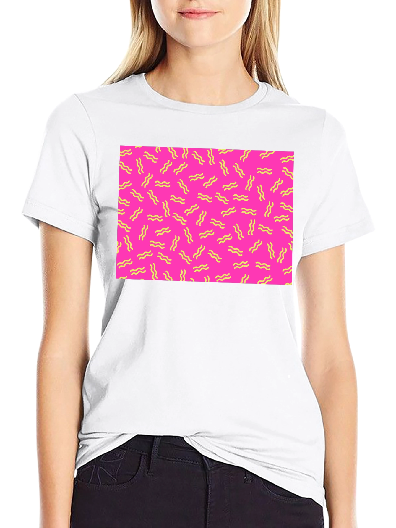 Retro Wave Pattern T-Shirt - Black