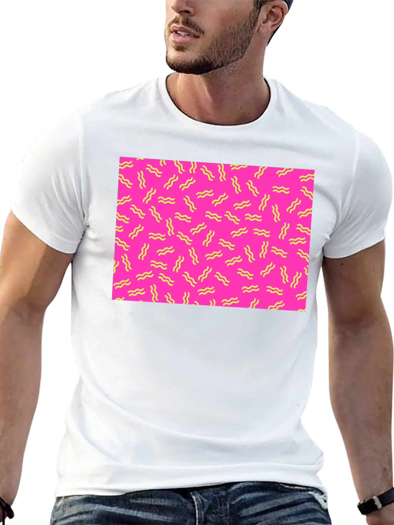 Retro Wave Pattern T-Shirt - Black