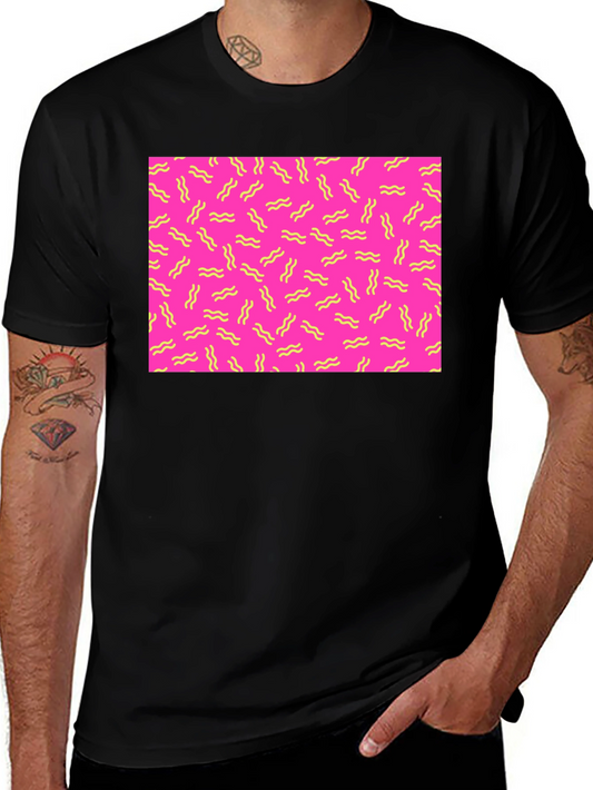 Retro Wave Pattern T-Shirt - Black