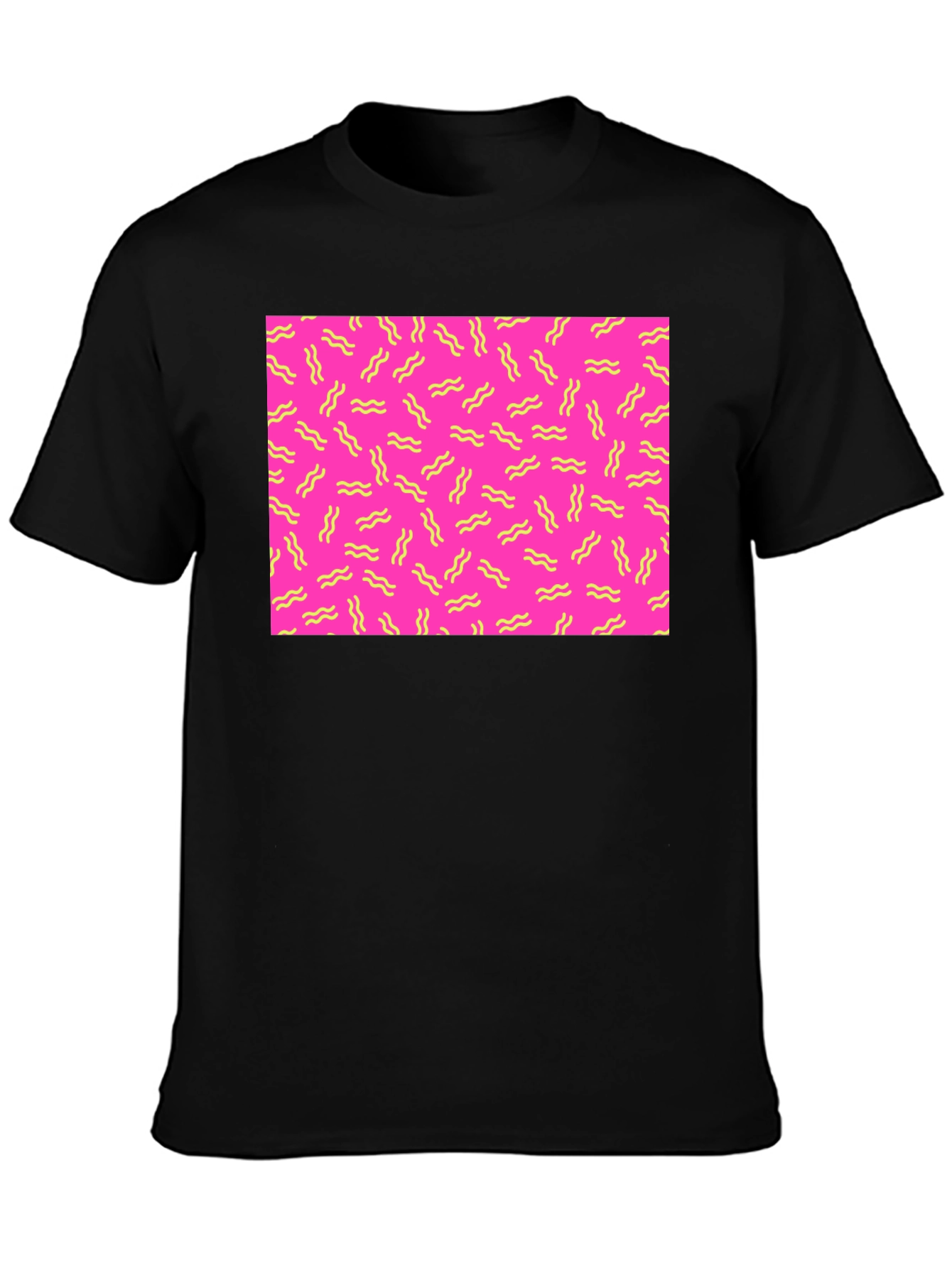 Retro Wave Pattern T-Shirt - Black