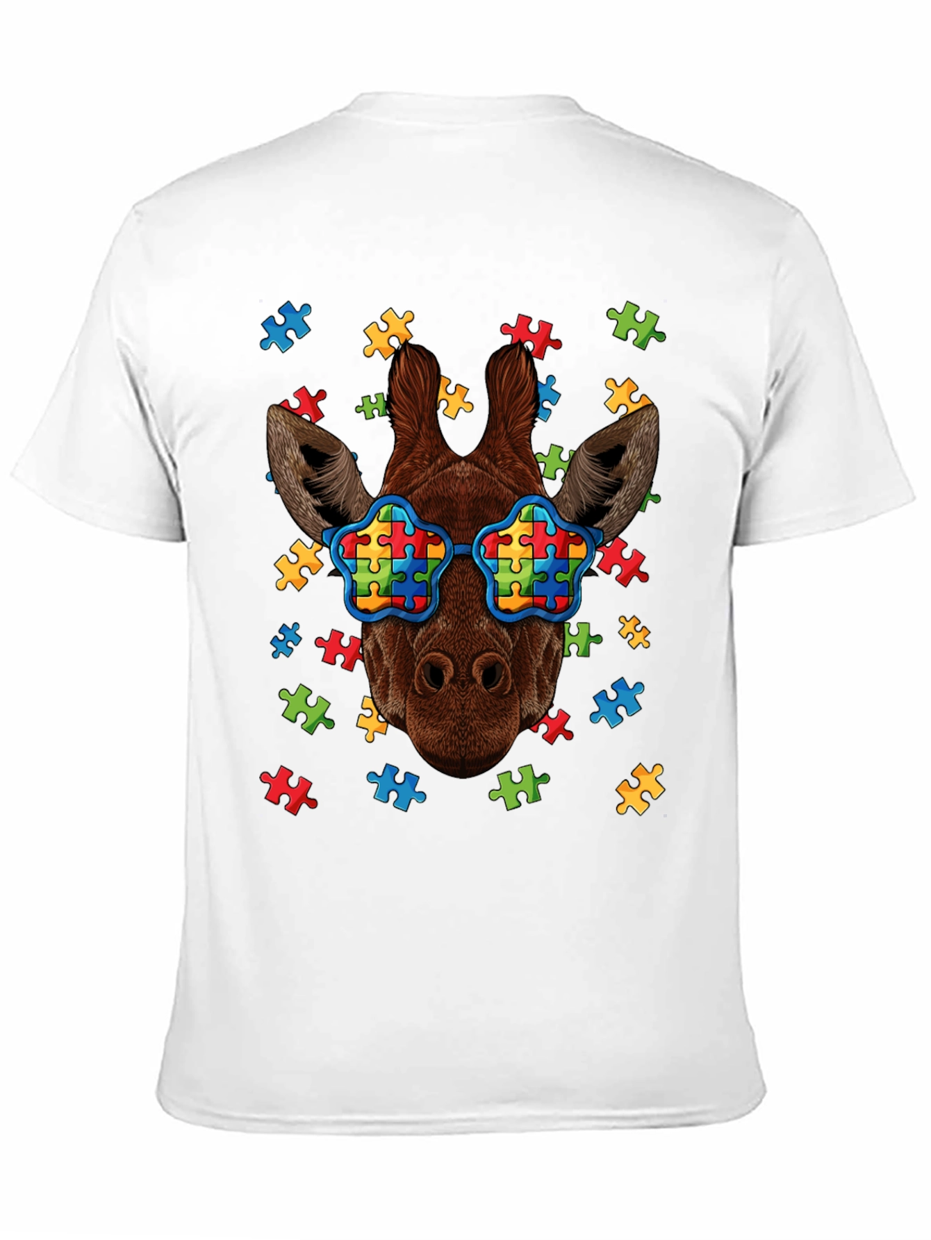 Giraffe Autism Awareness T-Shirt Puzzle Design