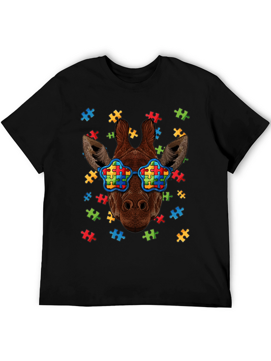 Giraffe Autism Awareness T-Shirt Puzzle Design