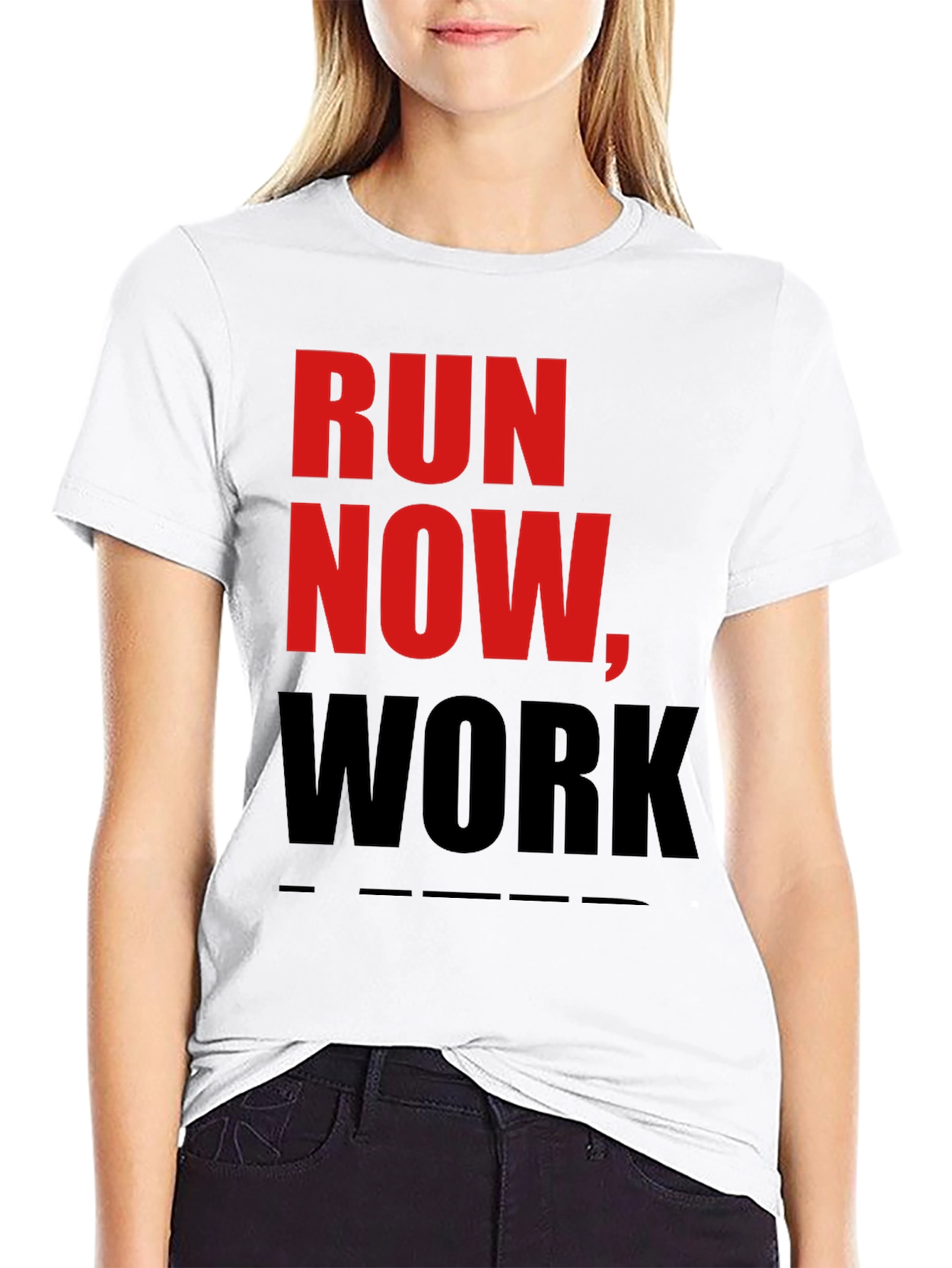 Run Now Work Later Graphic Tee - Black