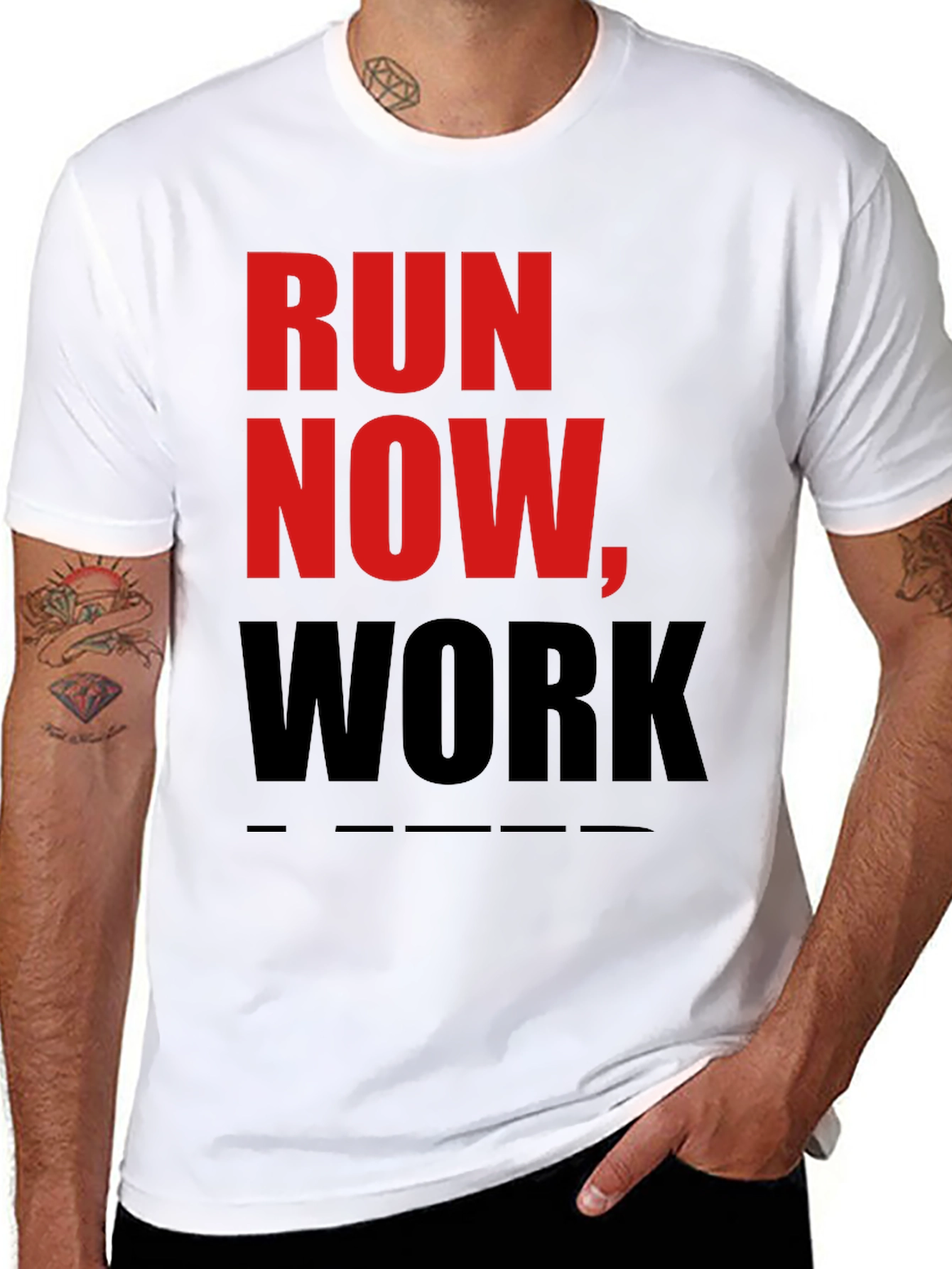 Run Now Work Later Graphic Tee - Black
