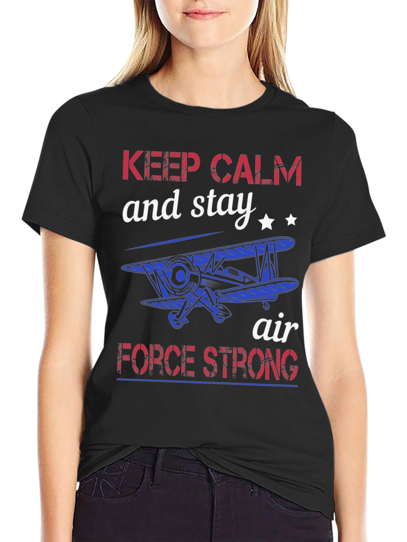 Keep Calm Air Force Strong Graphic T-Shirt
