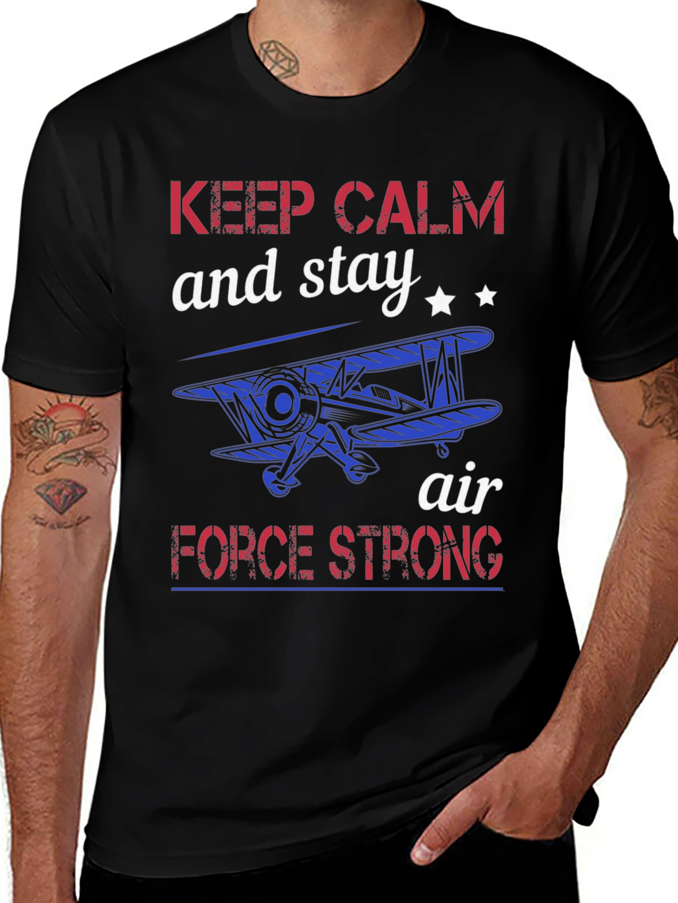 Keep Calm Air Force Strong Graphic T-Shirt