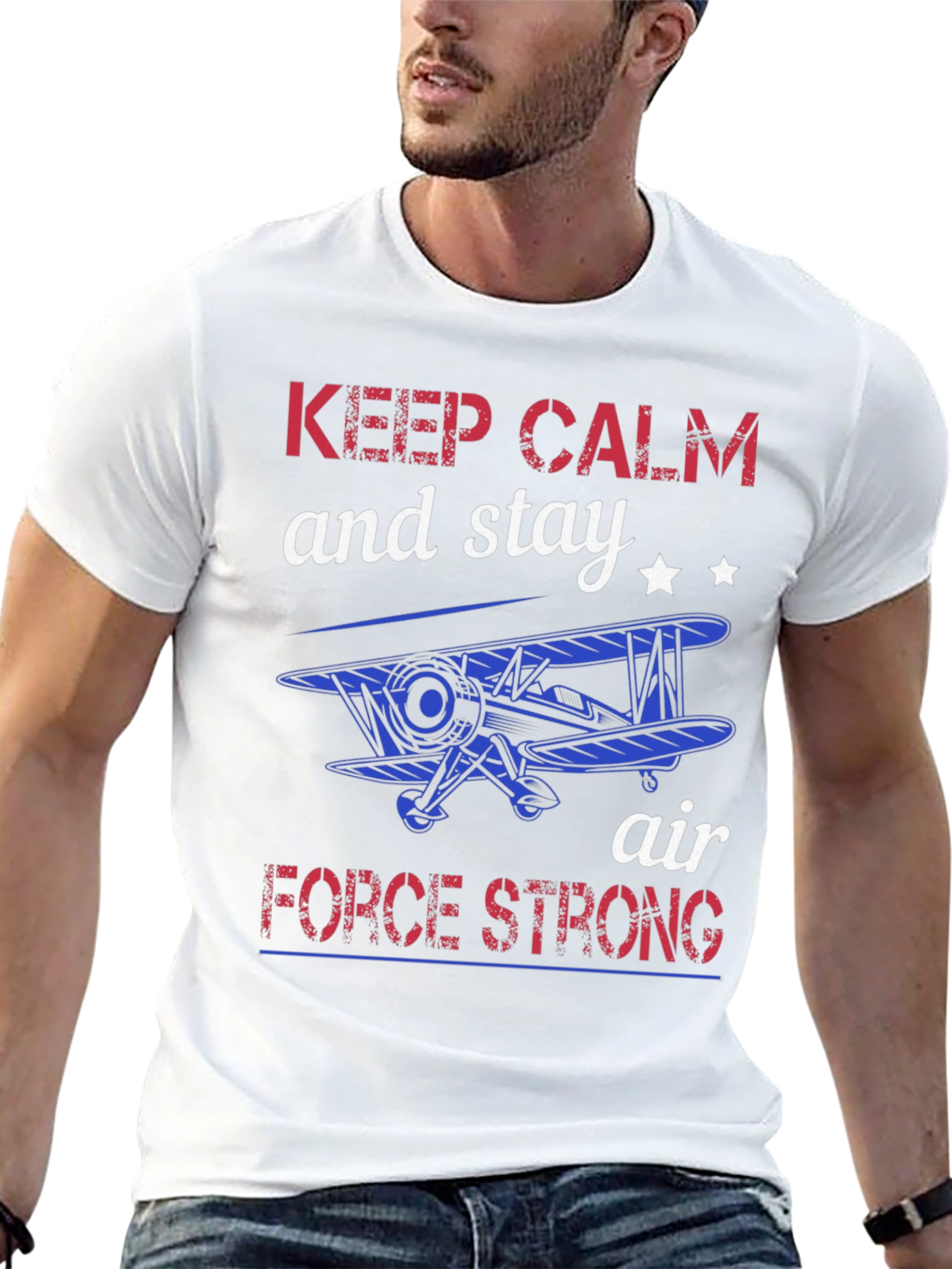 Keep Calm Air Force Strong Graphic T-Shirt