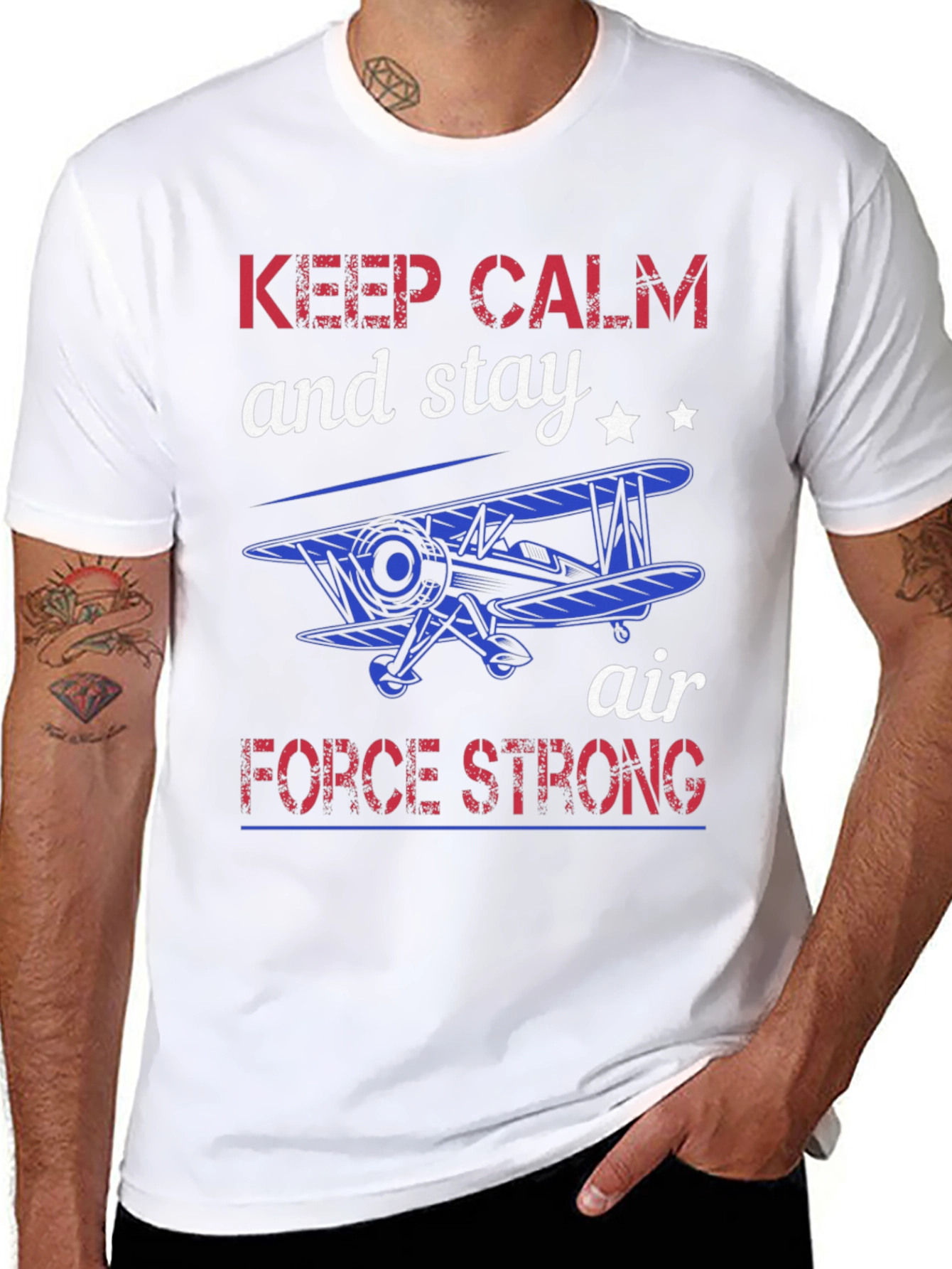 Keep Calm Air Force Strong Graphic T-Shirt