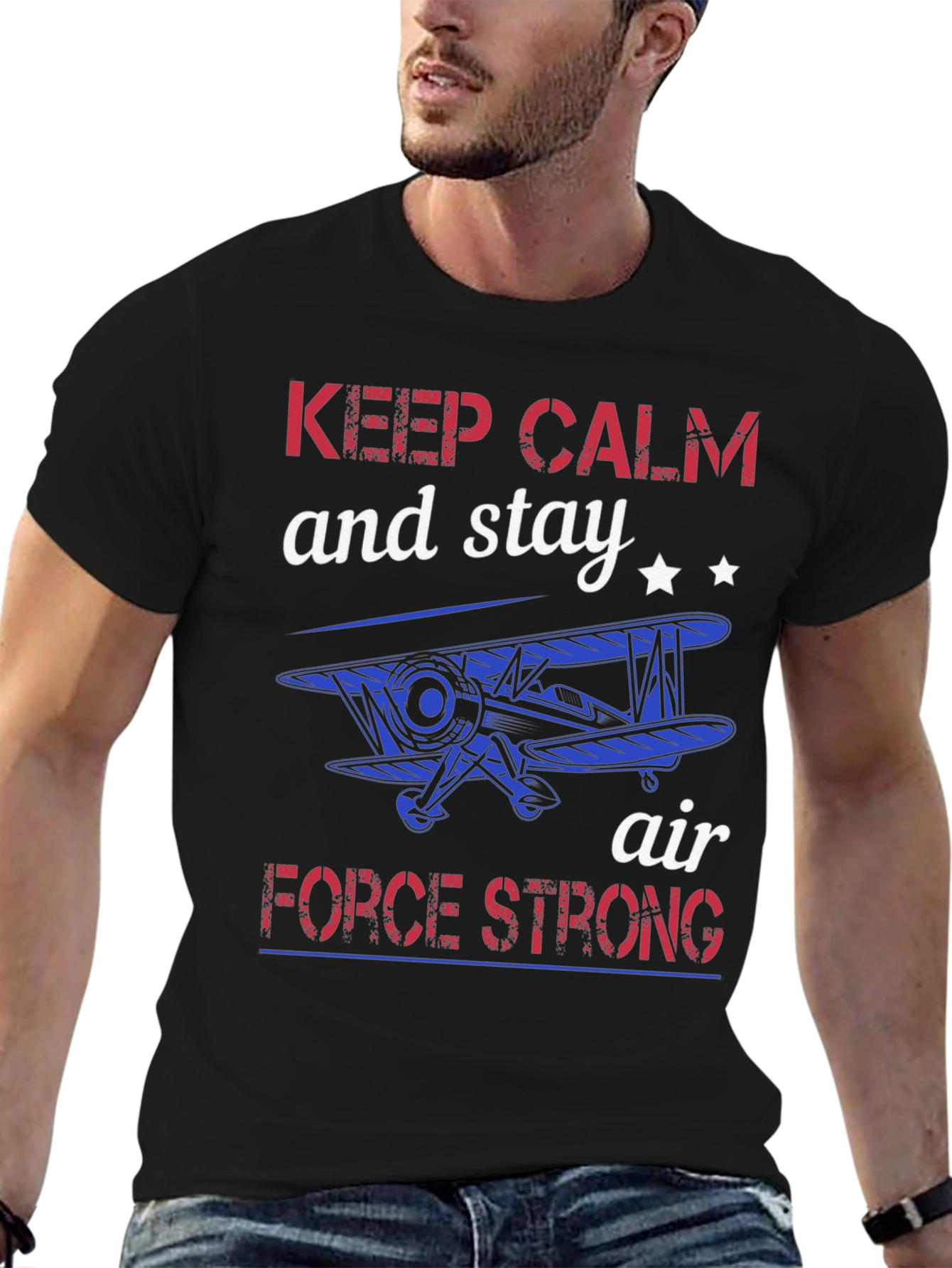 Keep Calm Air Force Strong Graphic T-Shirt