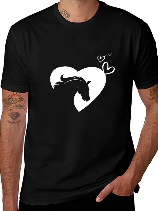Heart Horse Graphic Tee - Black