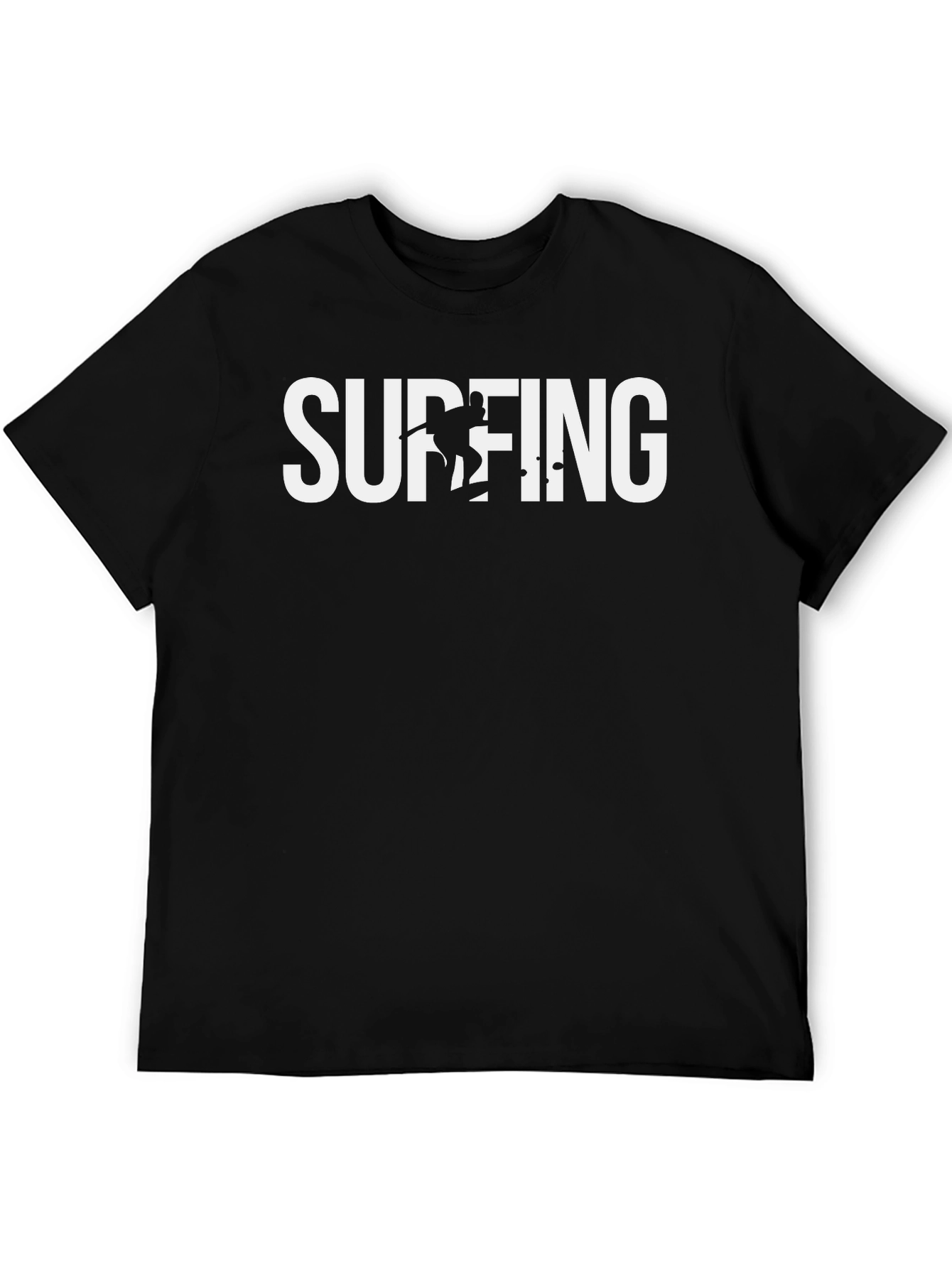 Surfing Graphic Tee - Black Cotton T-Shirt