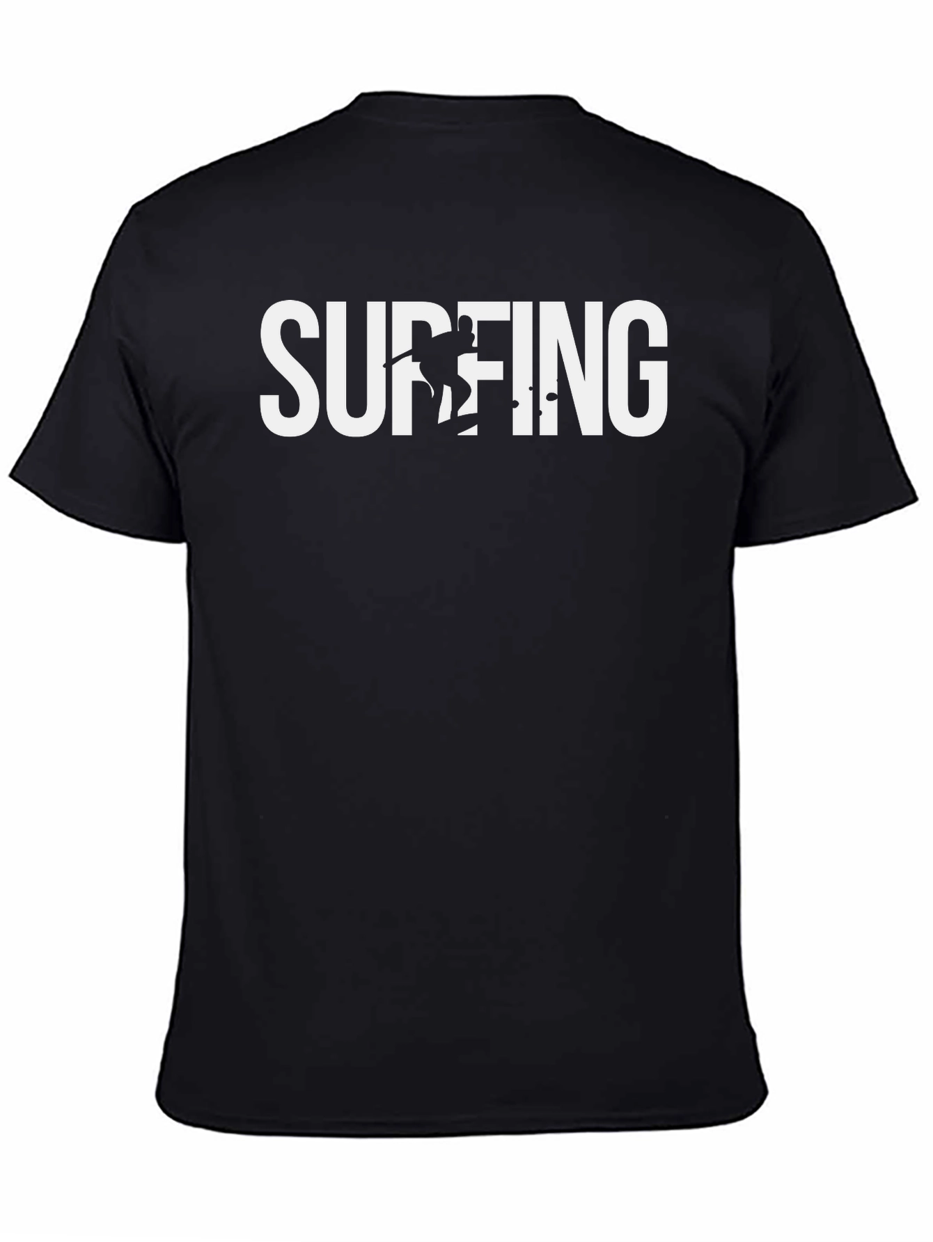 Surfing Graphic Tee - Black Cotton T-Shirt