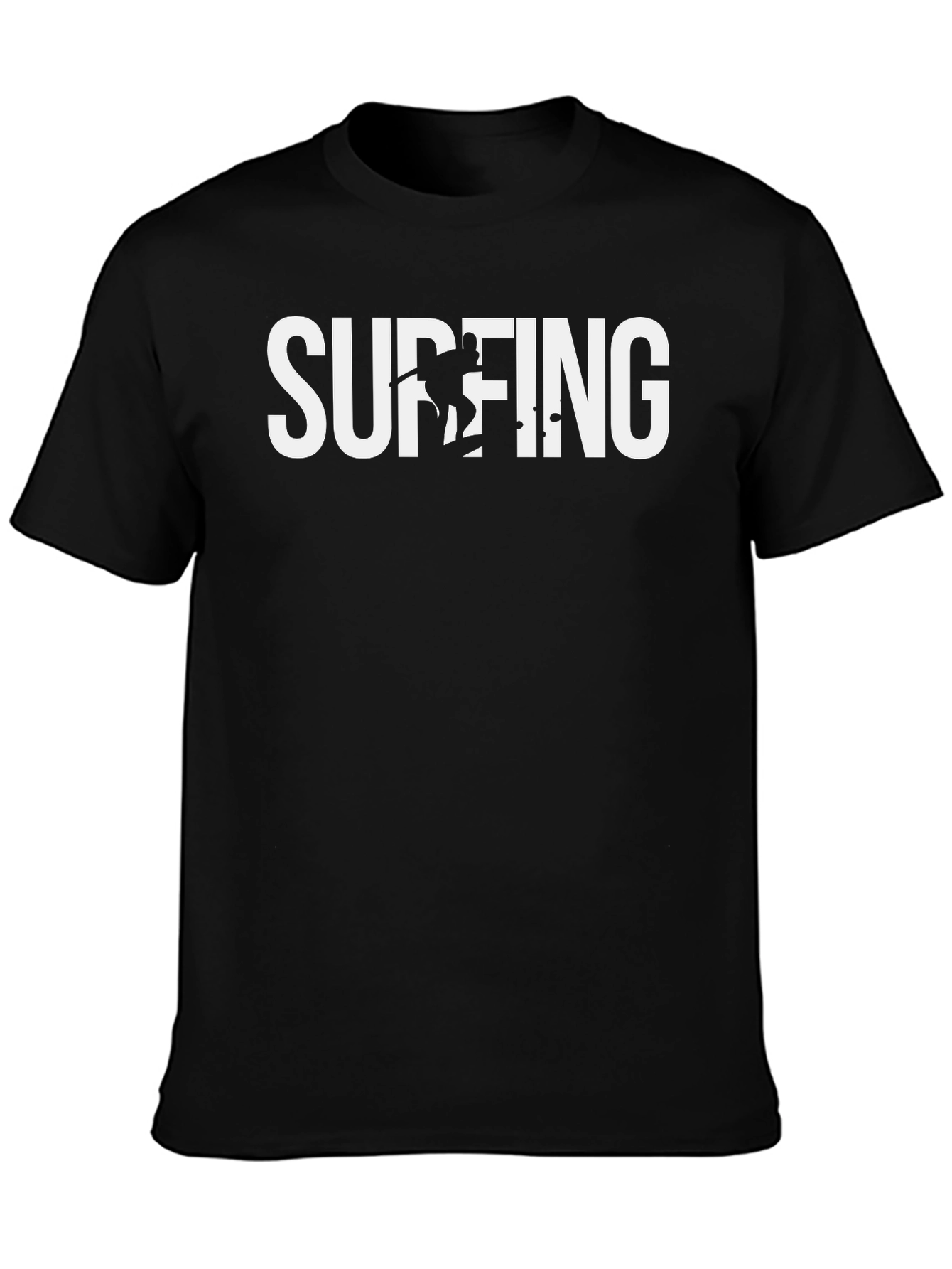 Surfing Graphic Tee - Black Cotton T-Shirt