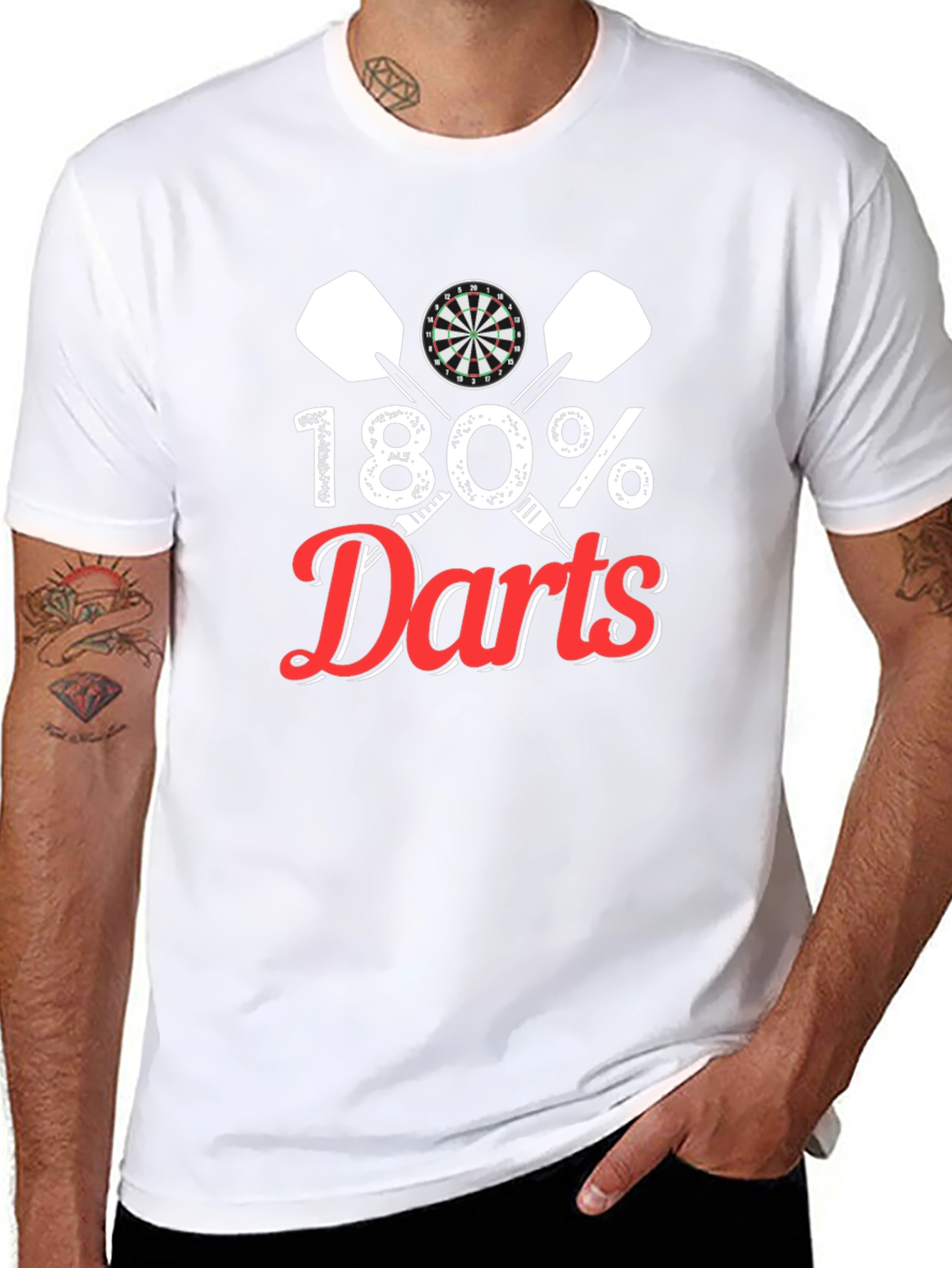 180% Darts Graphic Tee - Dartboard & Dart Design