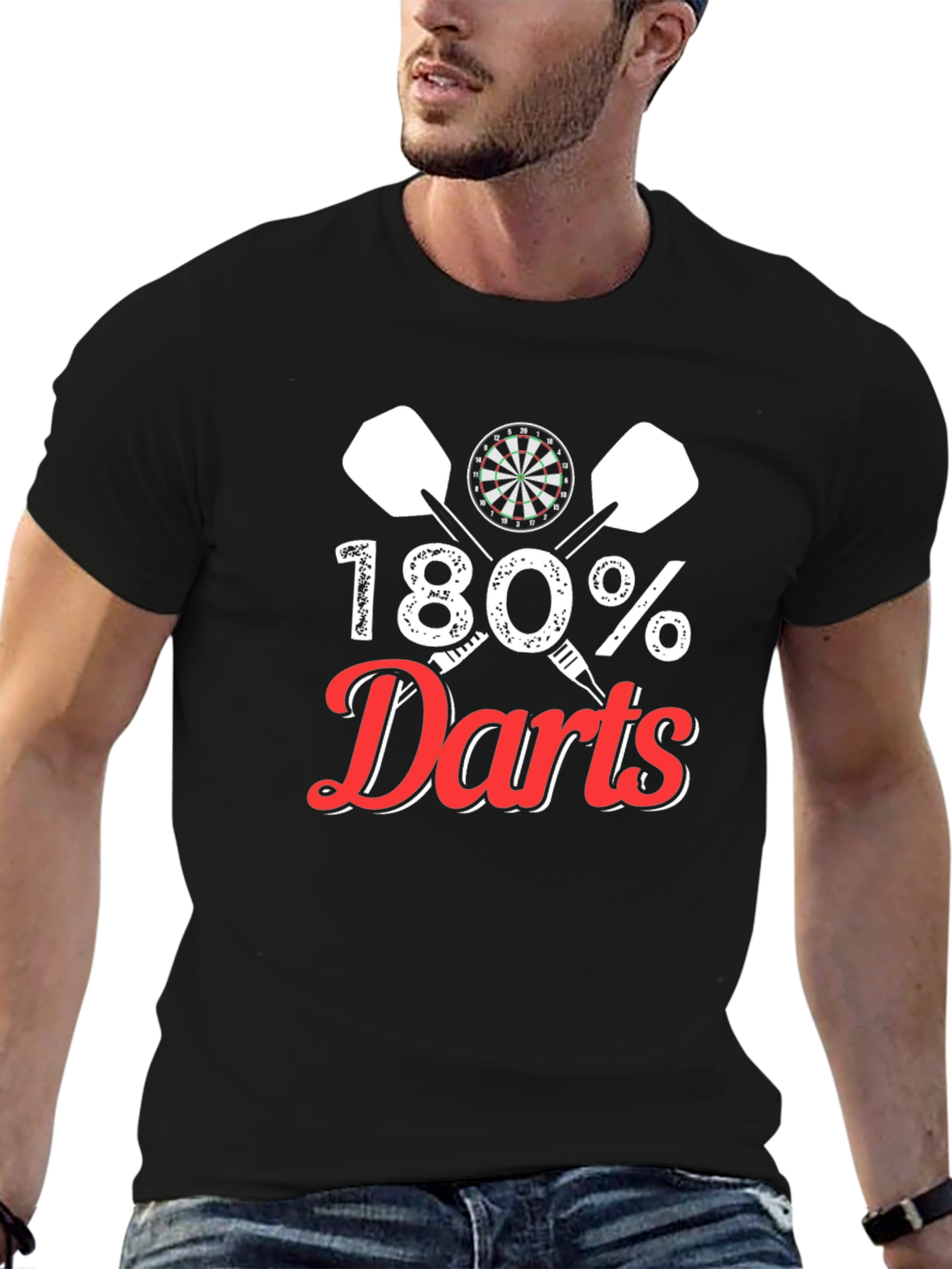 180% Darts Graphic Tee - Dartboard & Dart Design