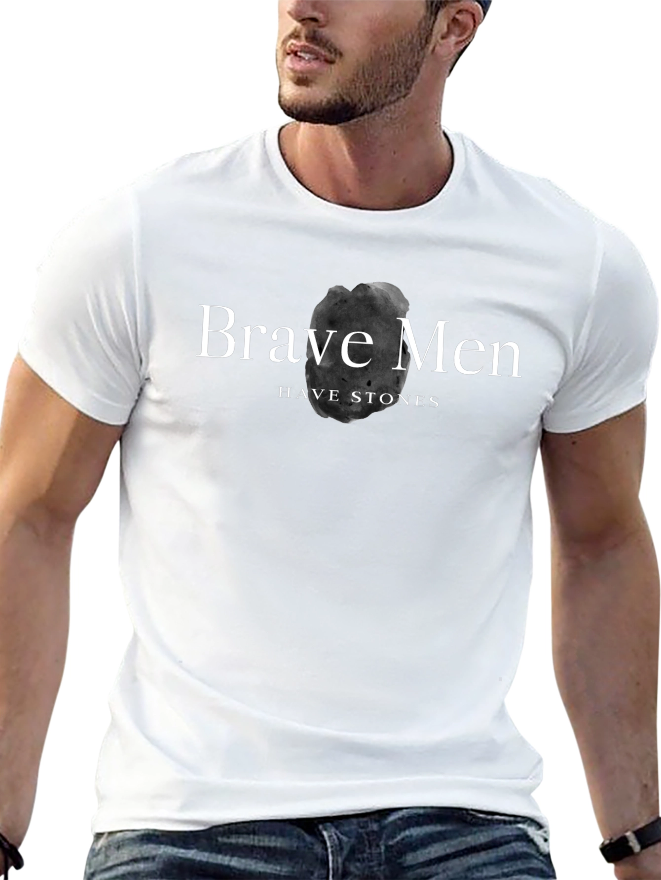 Brave Men Have Stones Black Graphic Tee