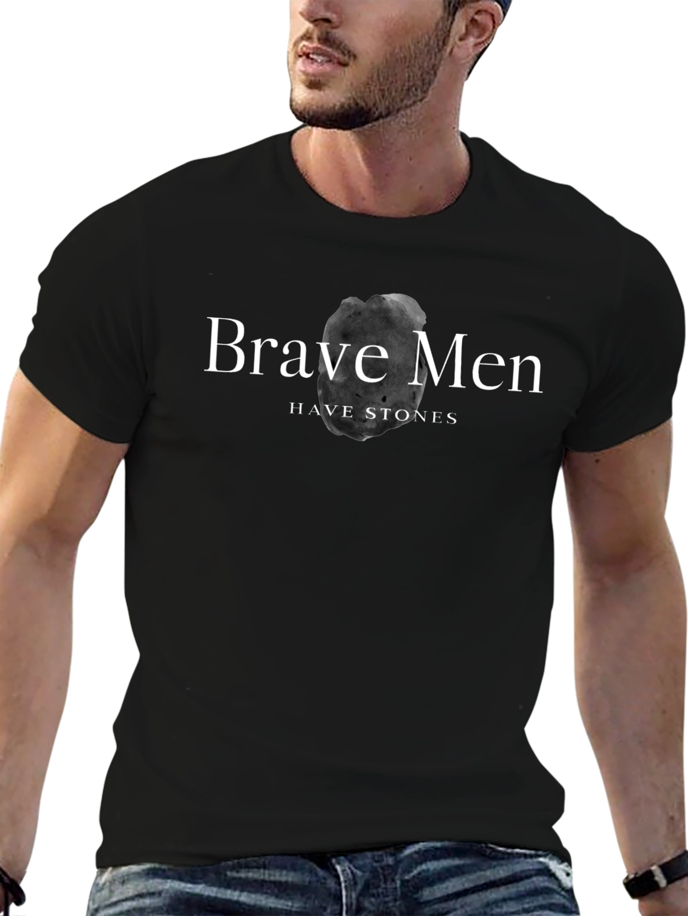 Brave Men Have Stones Black Graphic Tee