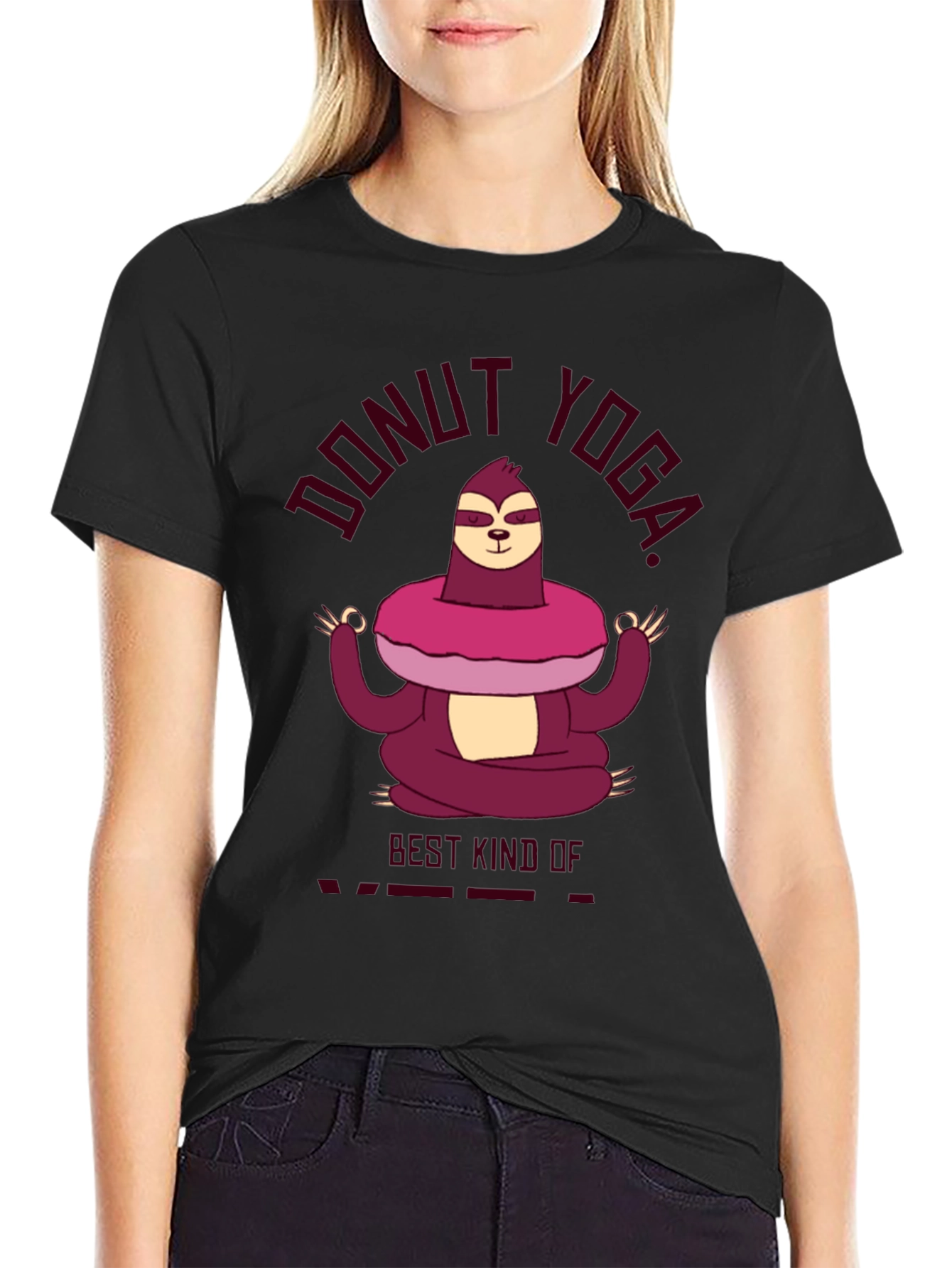 Donut Yoga T-Shirt - Sloth Meditating in a Donut