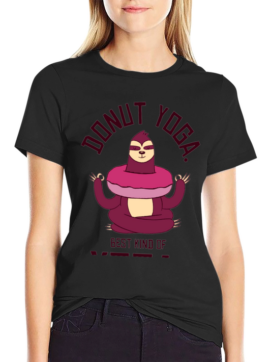 Donut Yoga T-Shirt - Sloth Meditating in a Donut