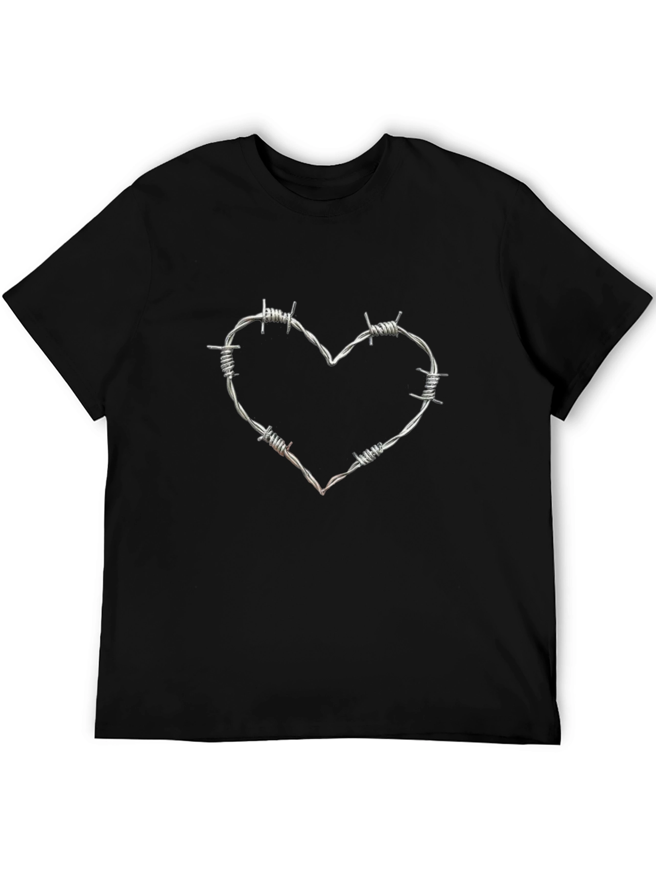 Barbed Wire Heart Graphic Tee - Edgy Style