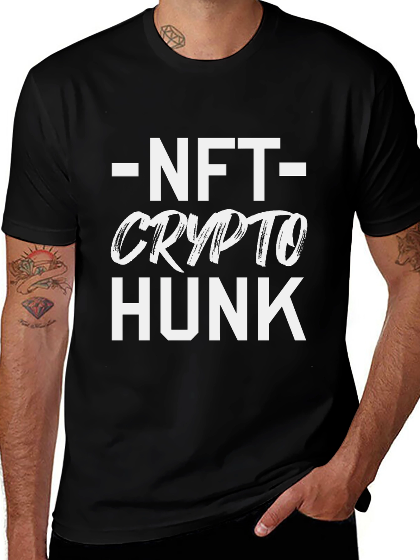 NFT Crypto Hunk Black Graphic Tee