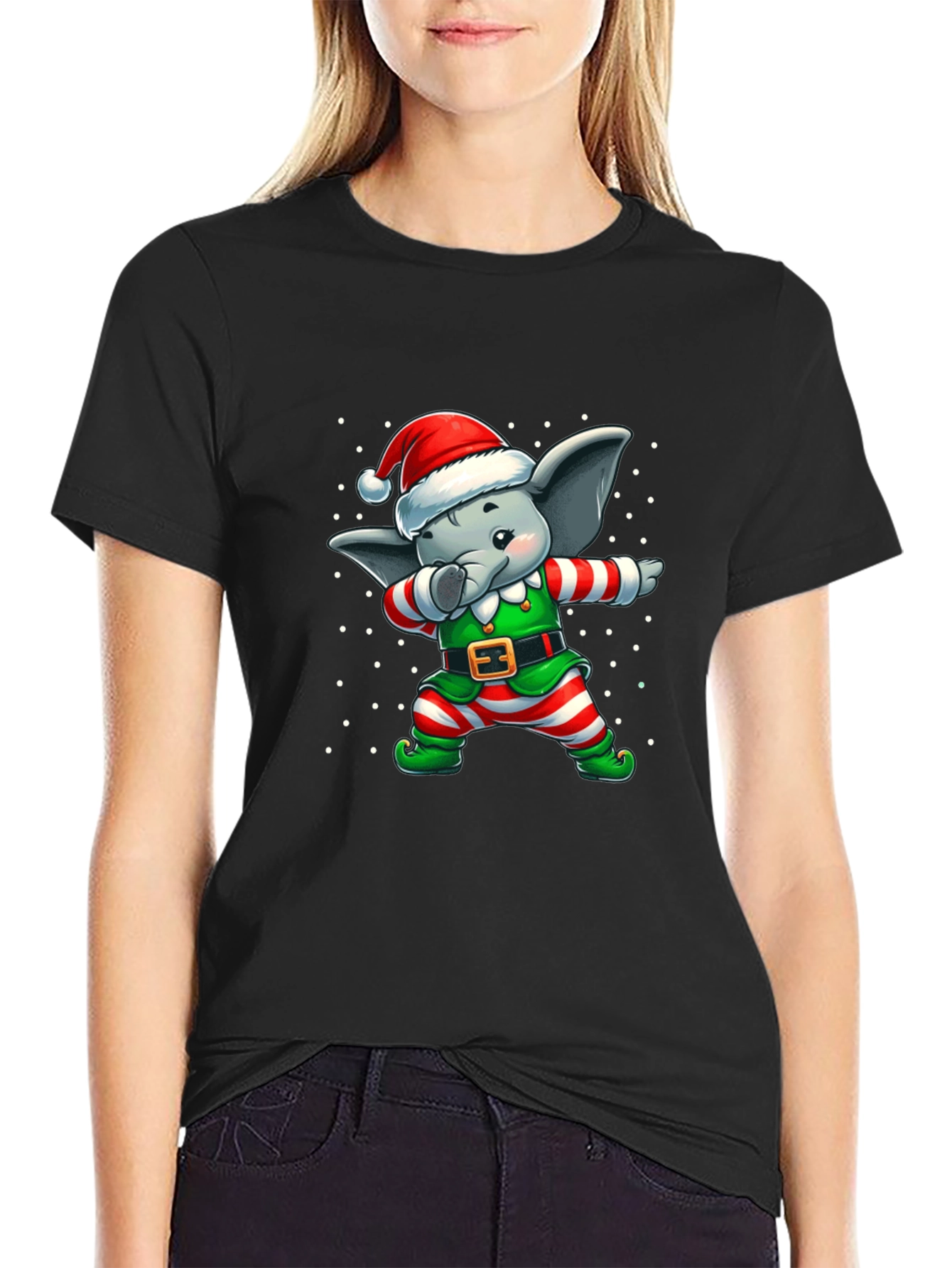 Christmas Elephant Dabbing T-Shirt