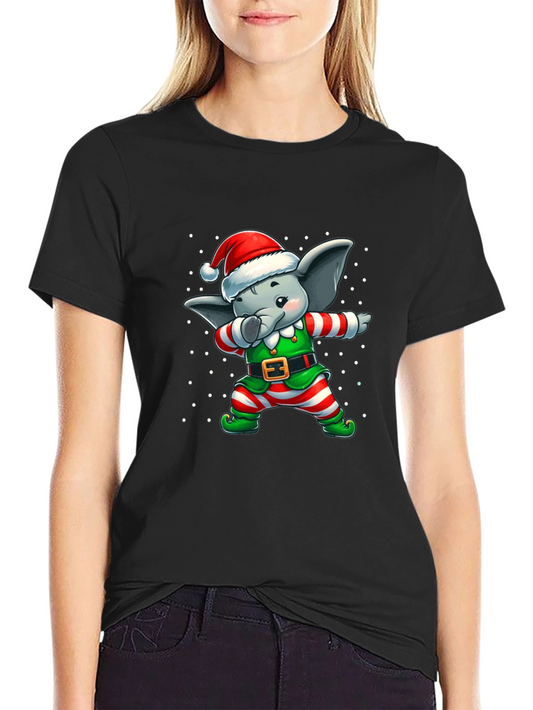 Christmas Elephant Dabbing T-Shirt