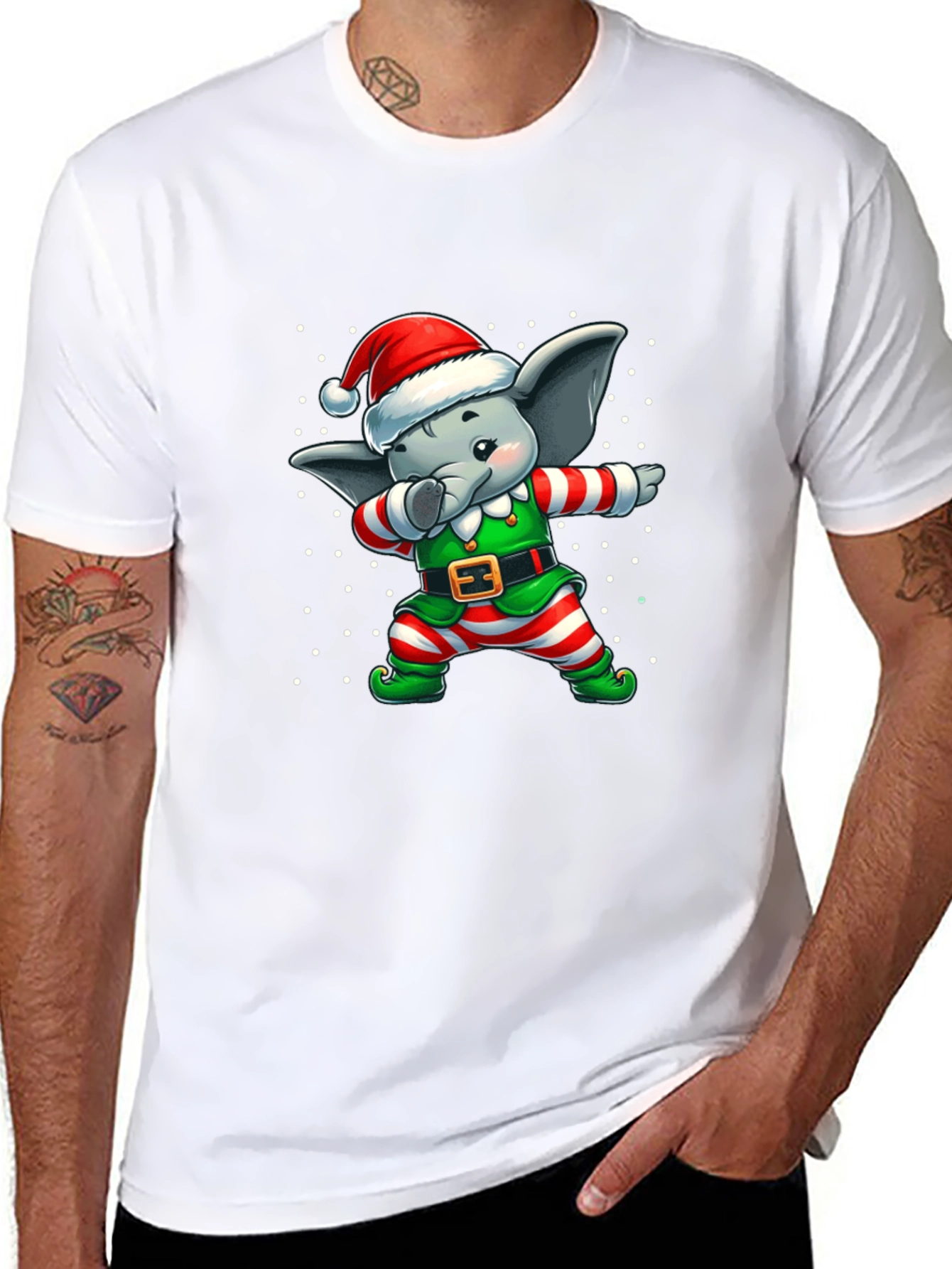 Christmas Elephant Dabbing T-Shirt