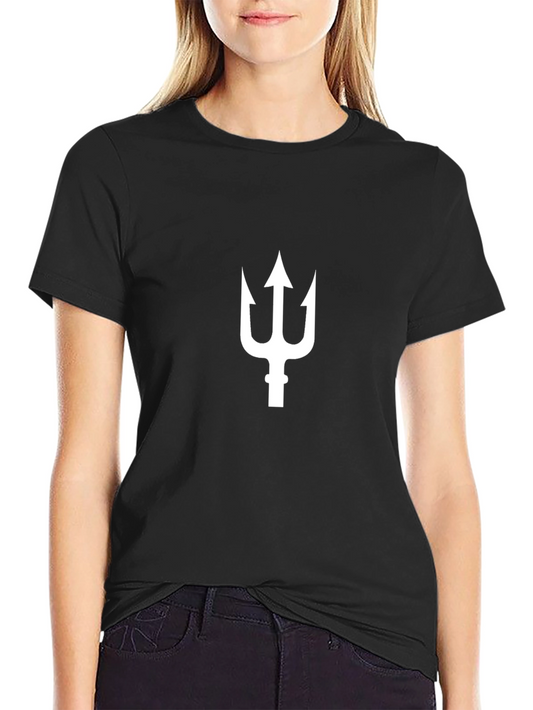 Black Tee with White Trident Design