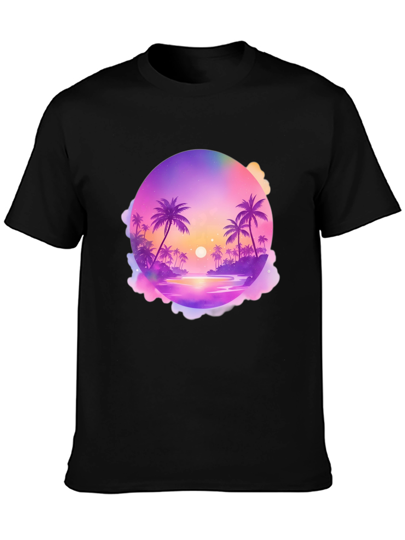 Tropical Sunset Graphic Tee - Black