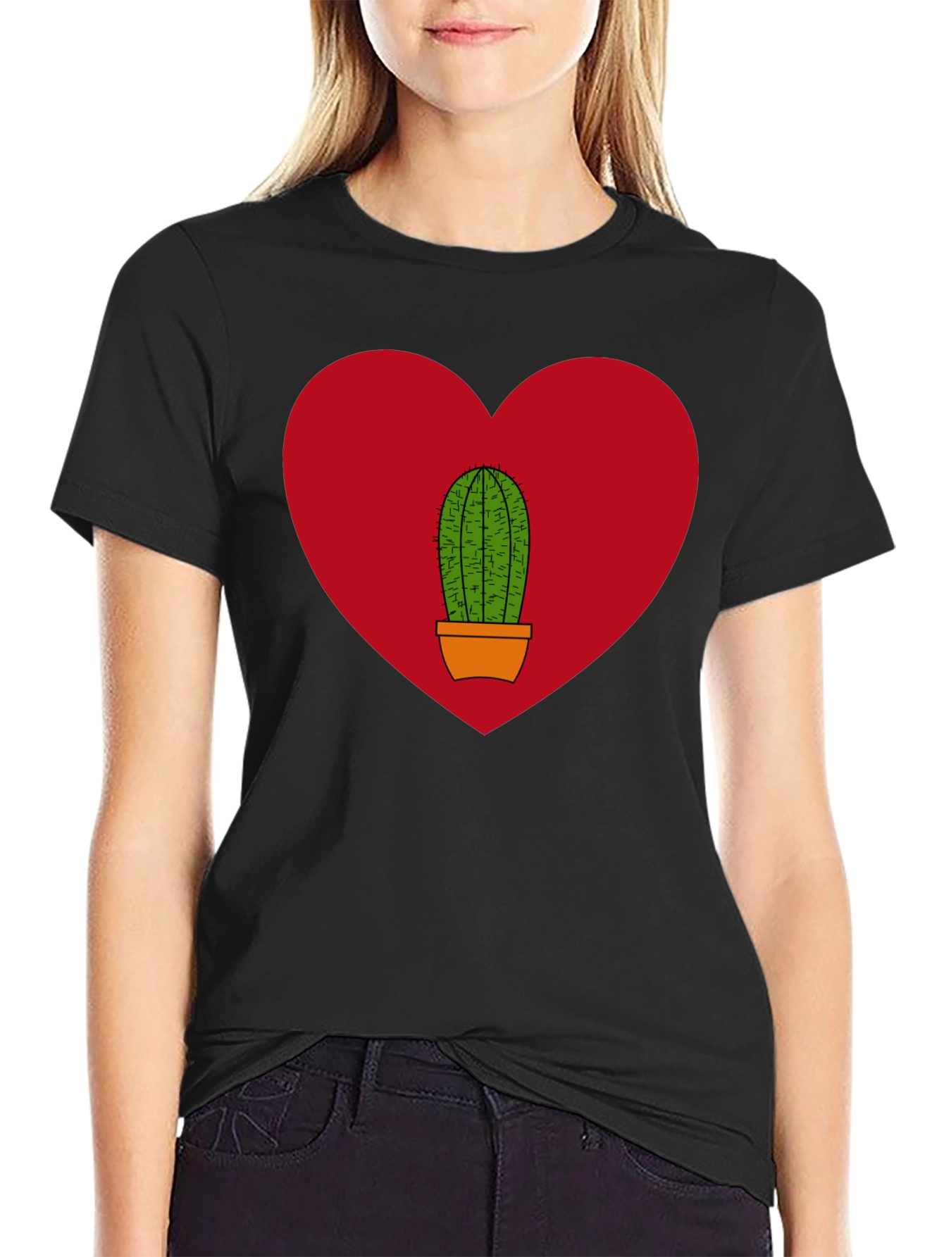 Cactus Heart Graphic Tee - Black