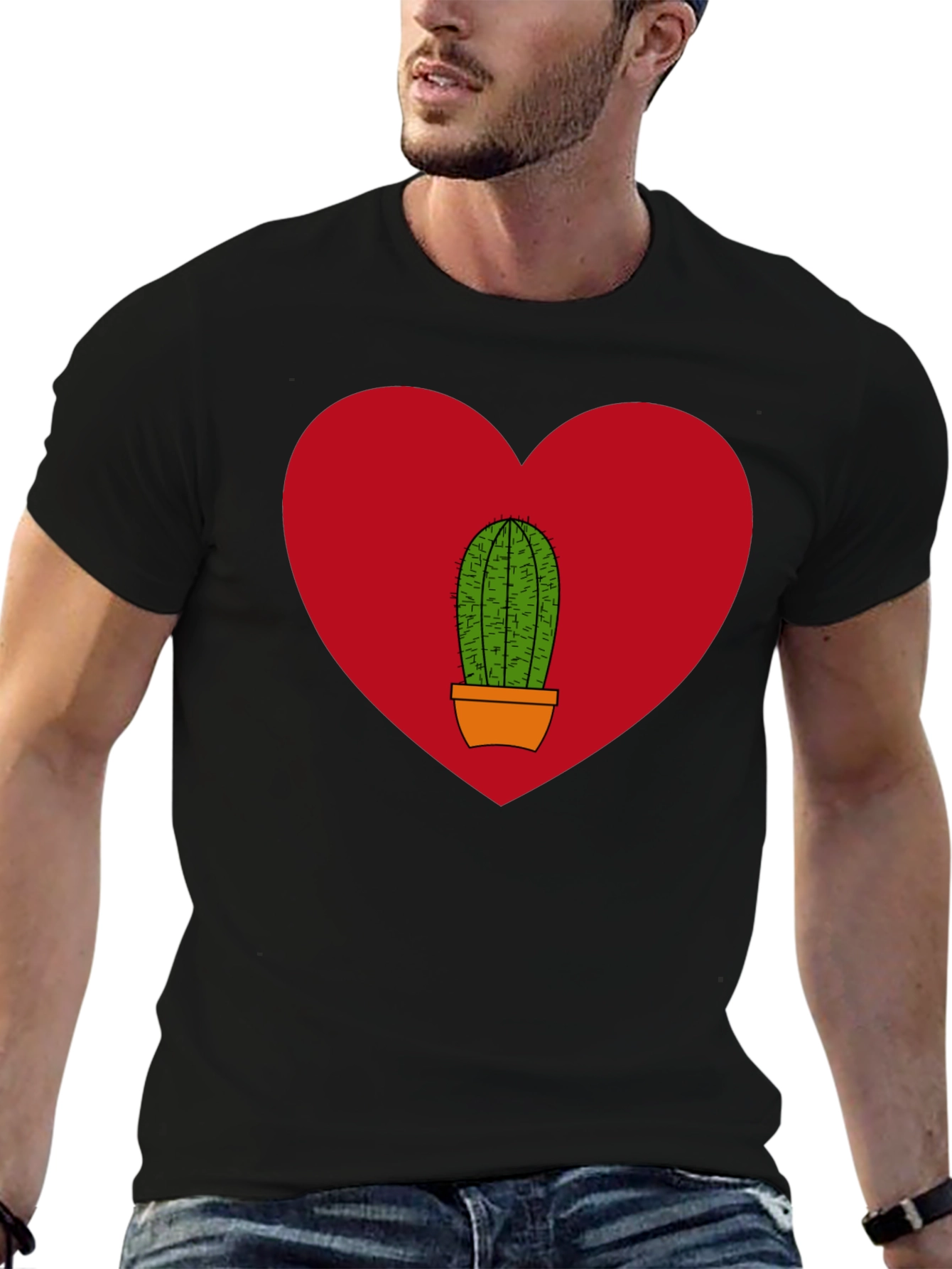 Cactus Heart Graphic Tee - Black