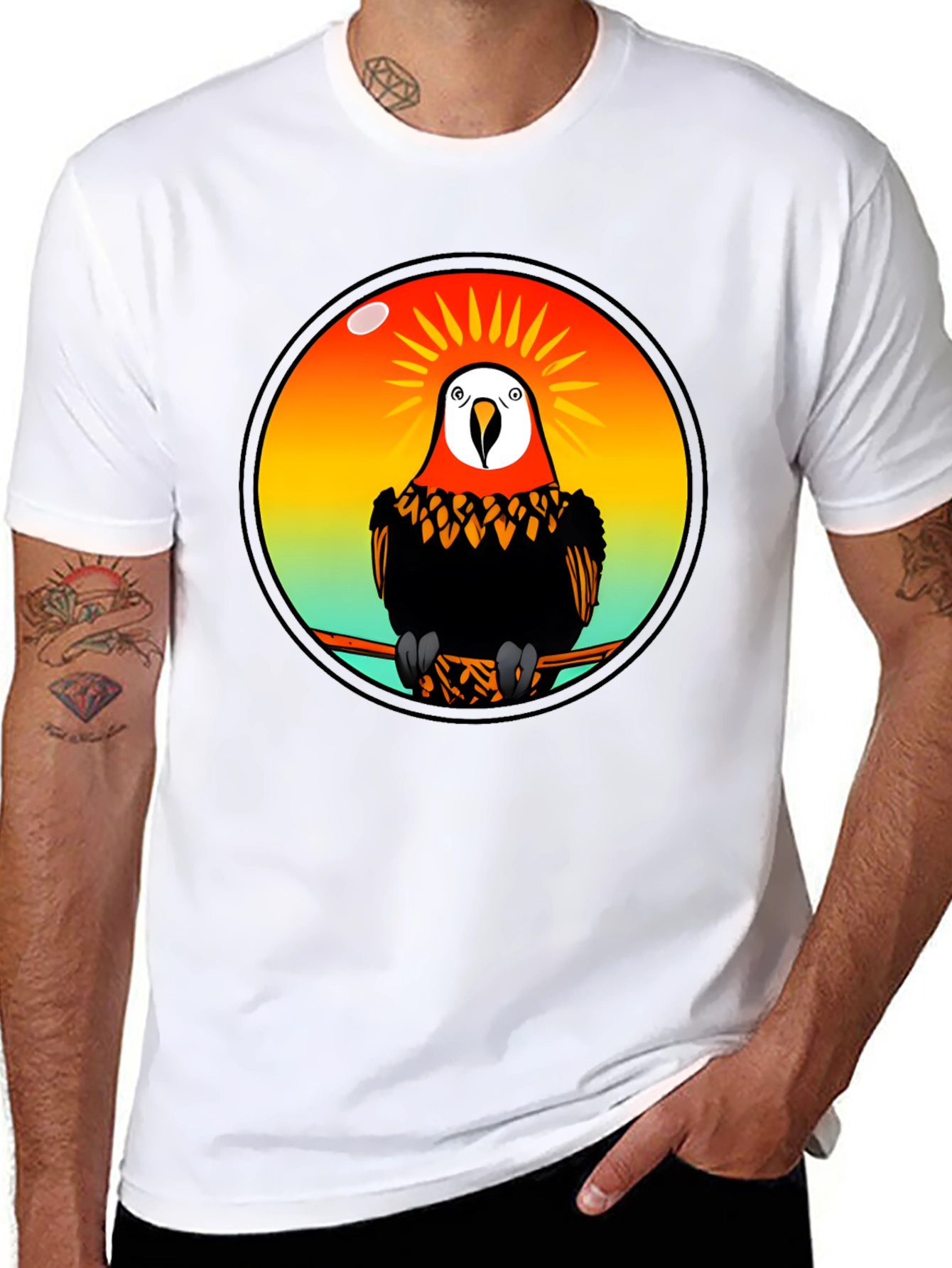 Parrot Graphic T-Shirt - Mens Black Tee