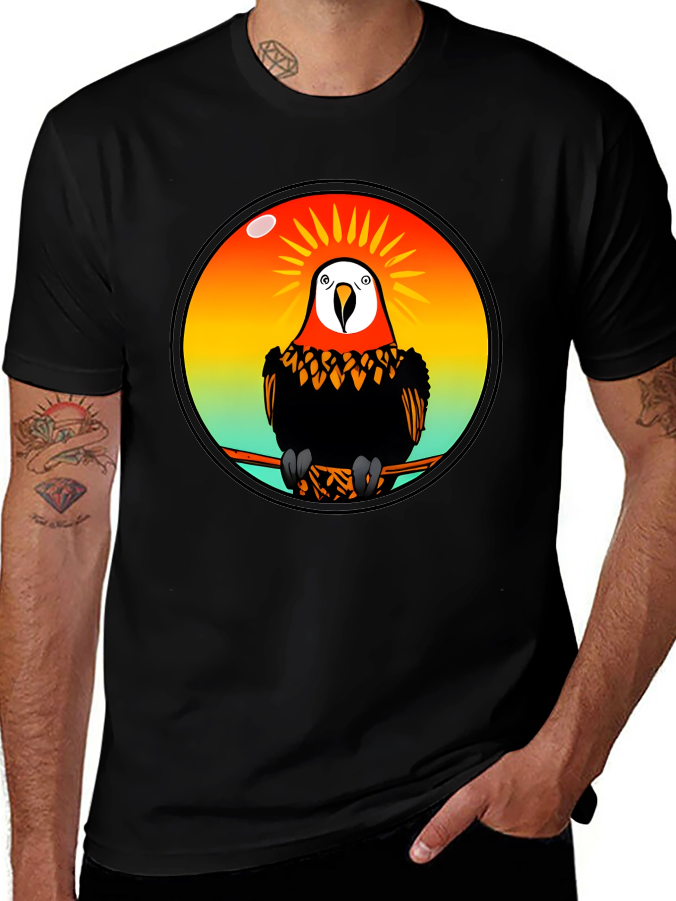 Parrot Graphic T-Shirt - Mens Black Tee
