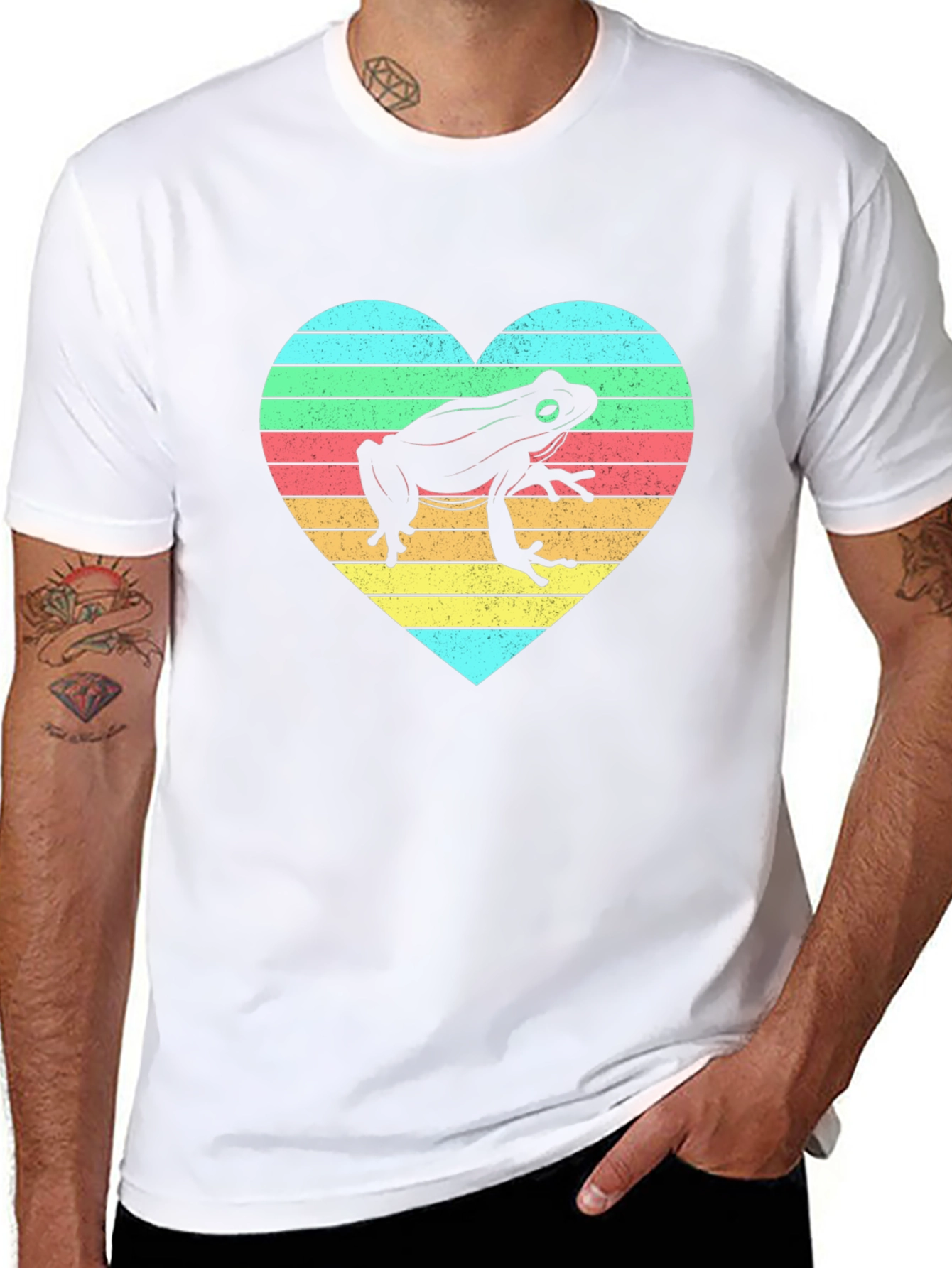 Frog Heart Striped Graphic Tee - Soft Cotton Blend