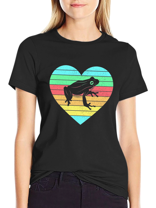 Frog Heart Striped Graphic Tee - Soft Cotton Blend