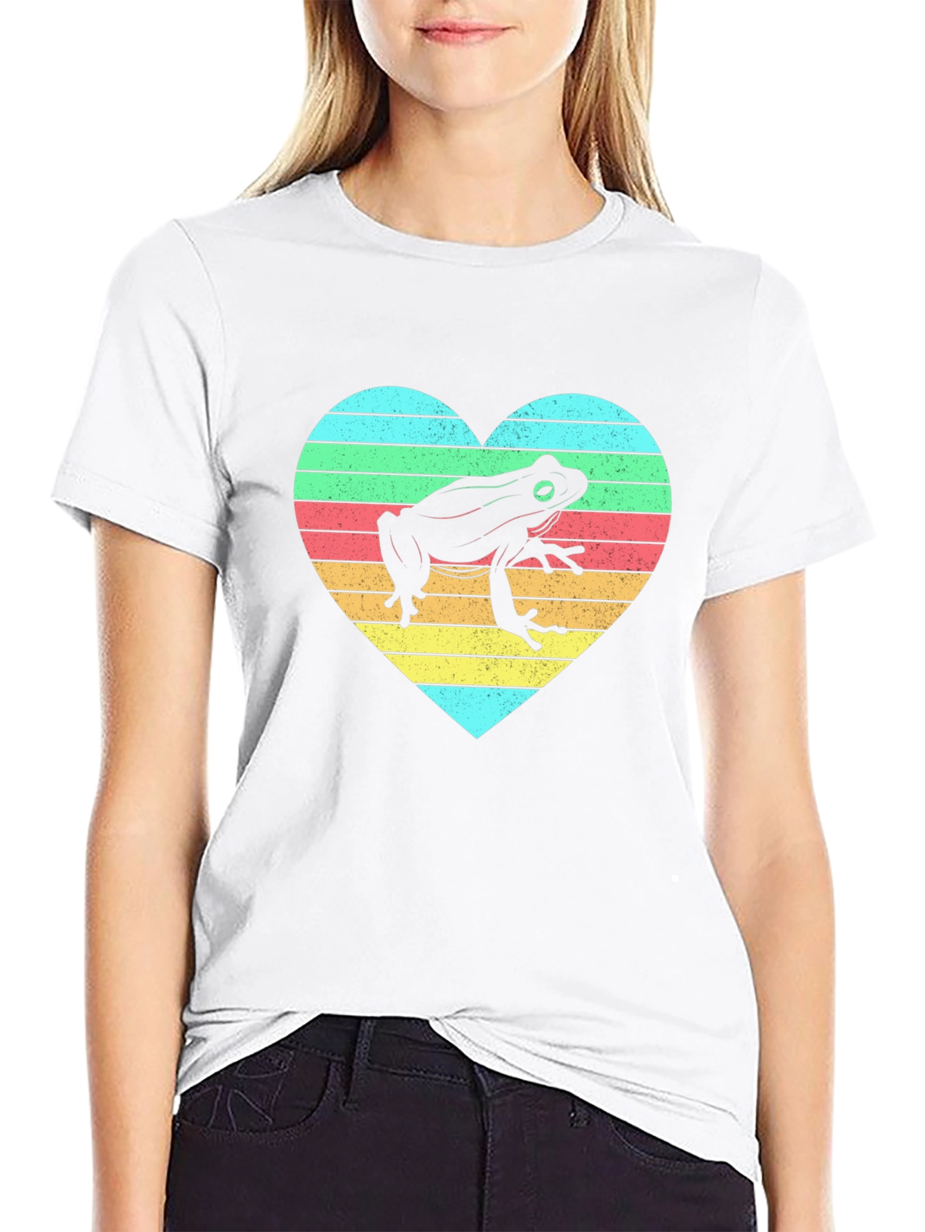 Frog Heart Striped Graphic Tee - Soft Cotton Blend