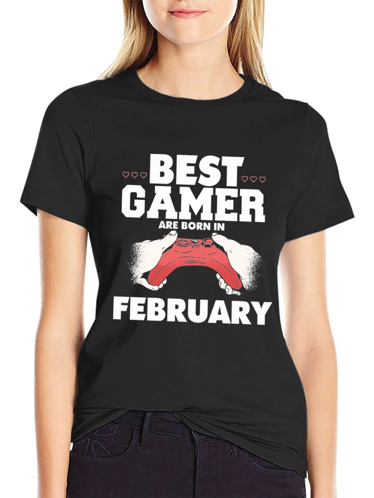 Best Gamer Born in February Black T-Shirt