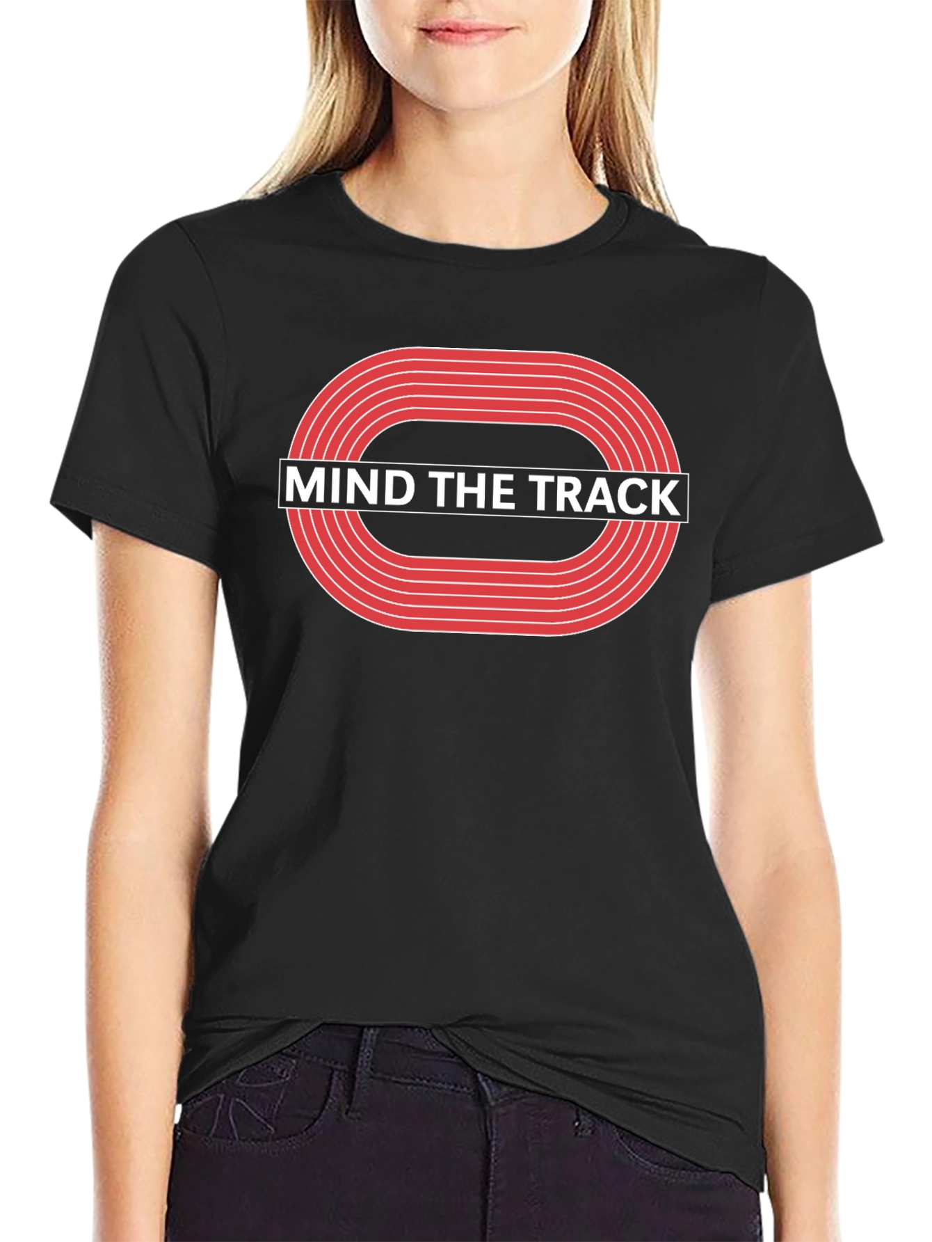 Mind The Track Black Graphic Tee