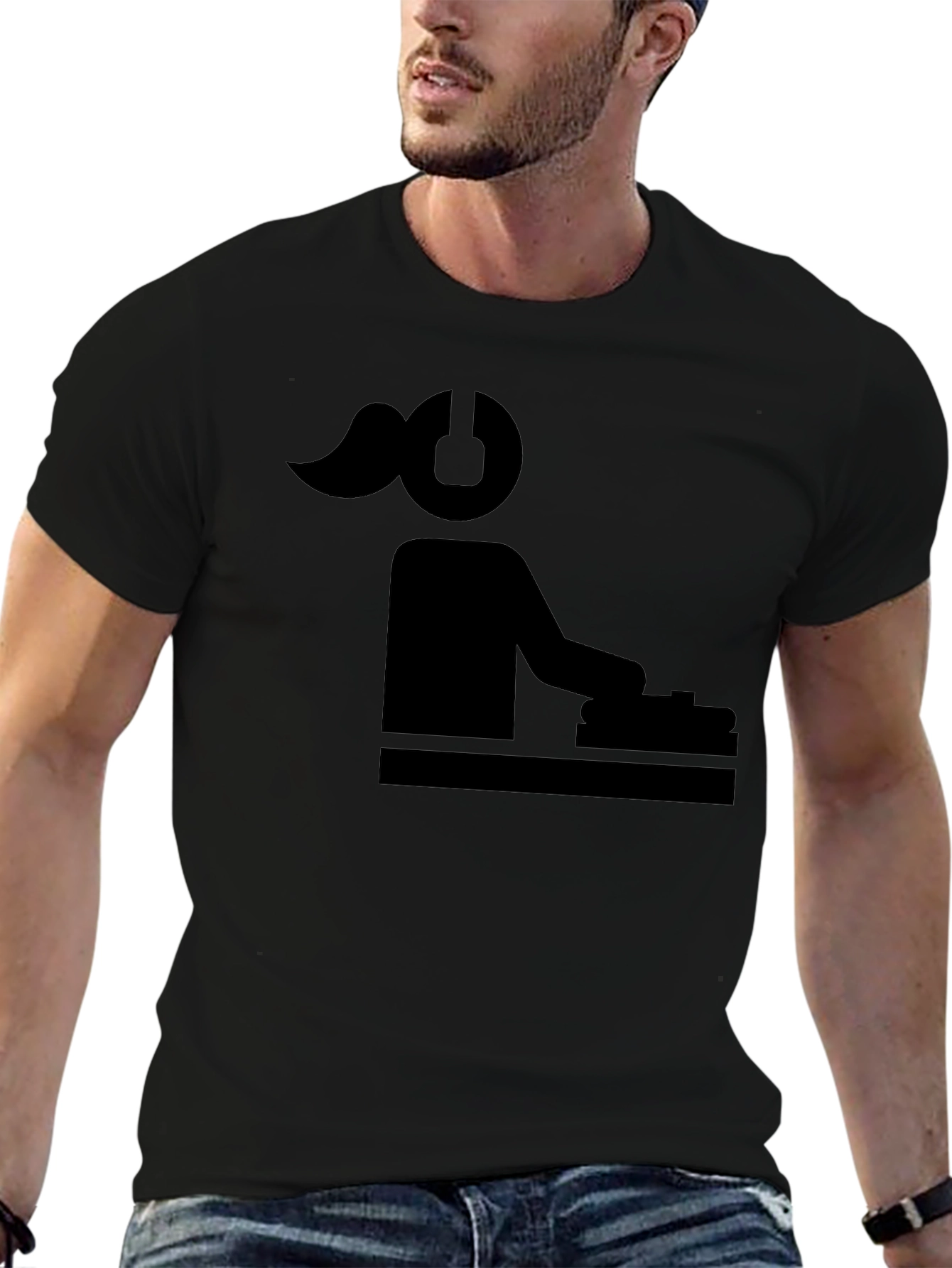 DJ Girl Silhouette Black T-Shirt