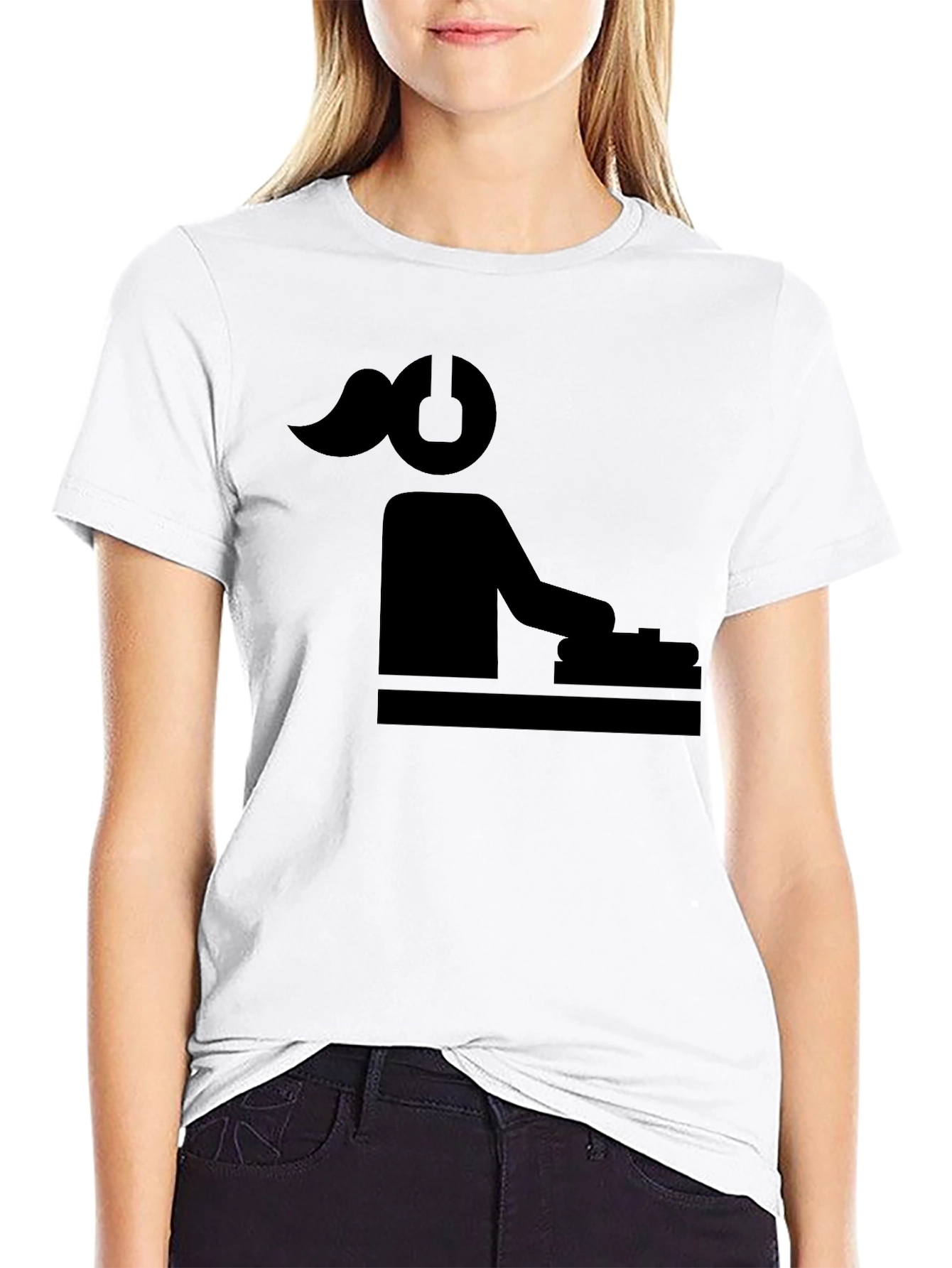 DJ Girl Silhouette Black T-Shirt