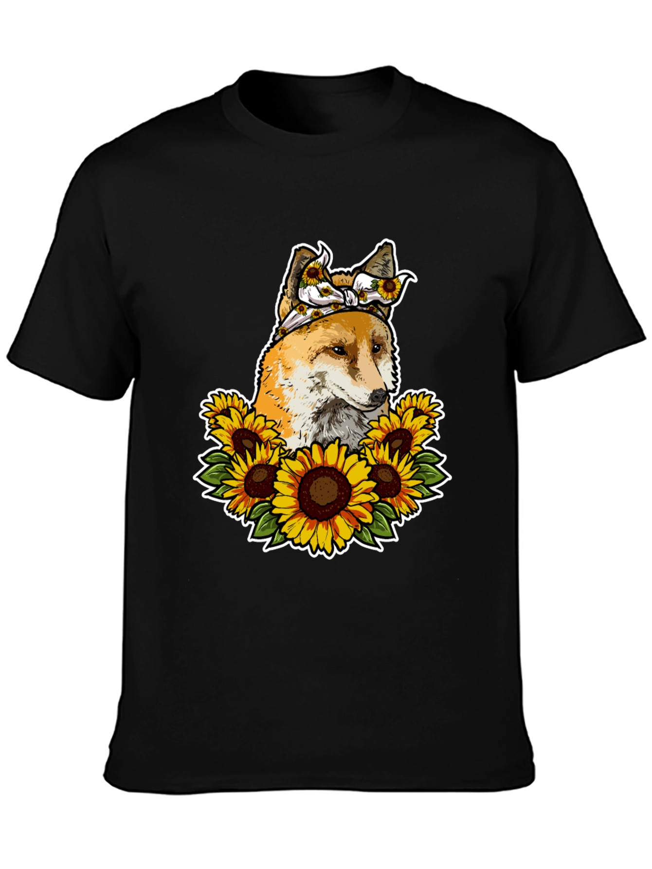 Fox Sunflower T-Shirt - Cute Animal Graphic Tee