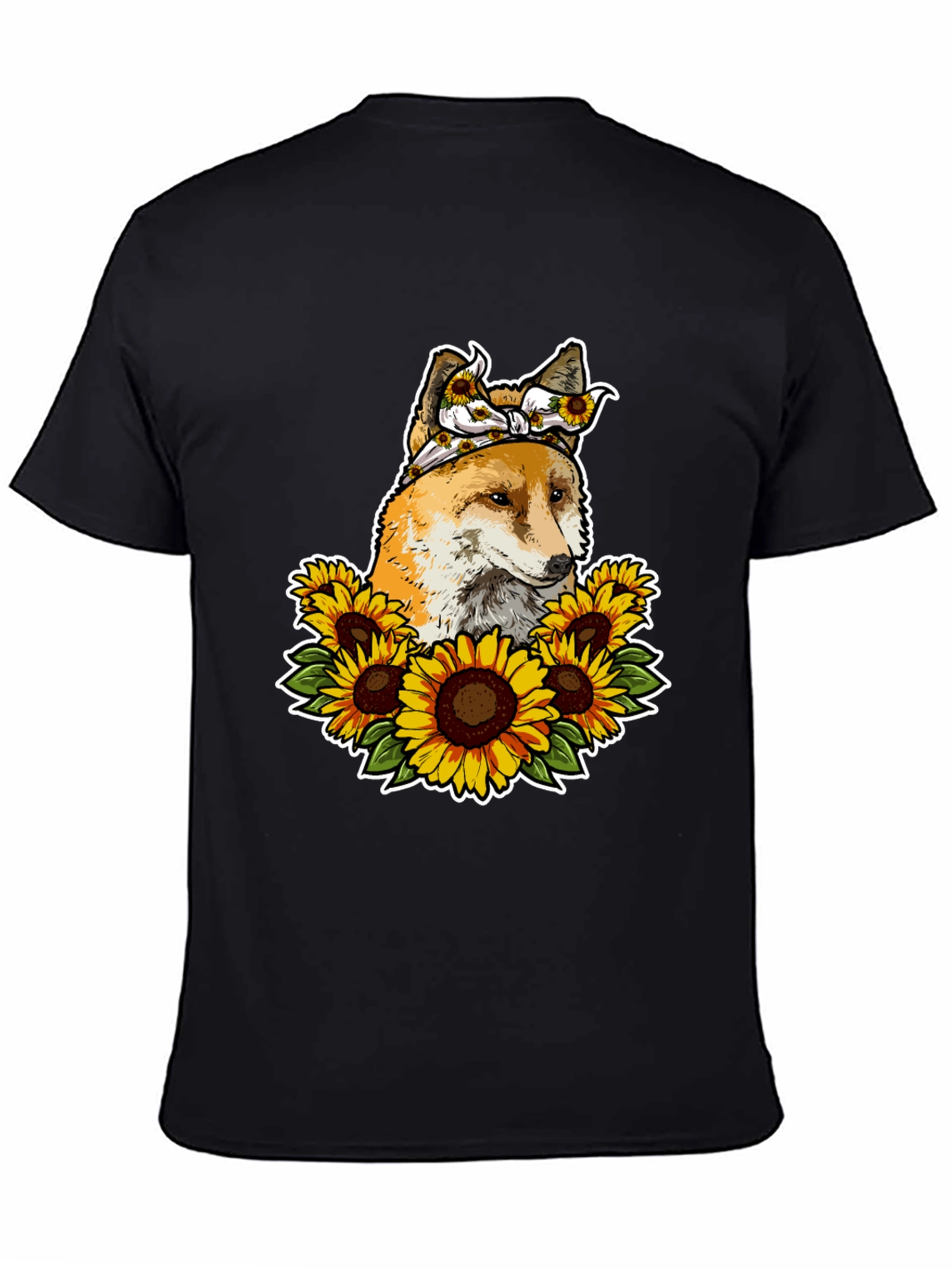 Fox Sunflower T-Shirt - Cute Animal Graphic Tee