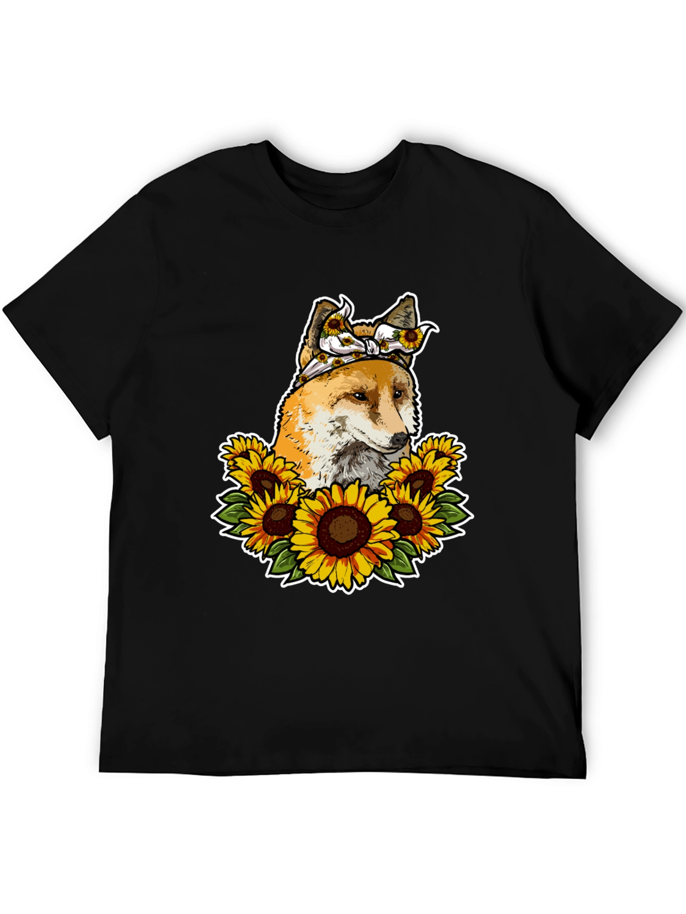 Fox Sunflower T-Shirt - Cute Animal Graphic Tee