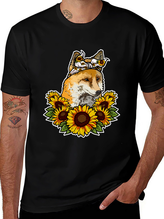 Fox Sunflower T-Shirt - Cute Animal Graphic Tee