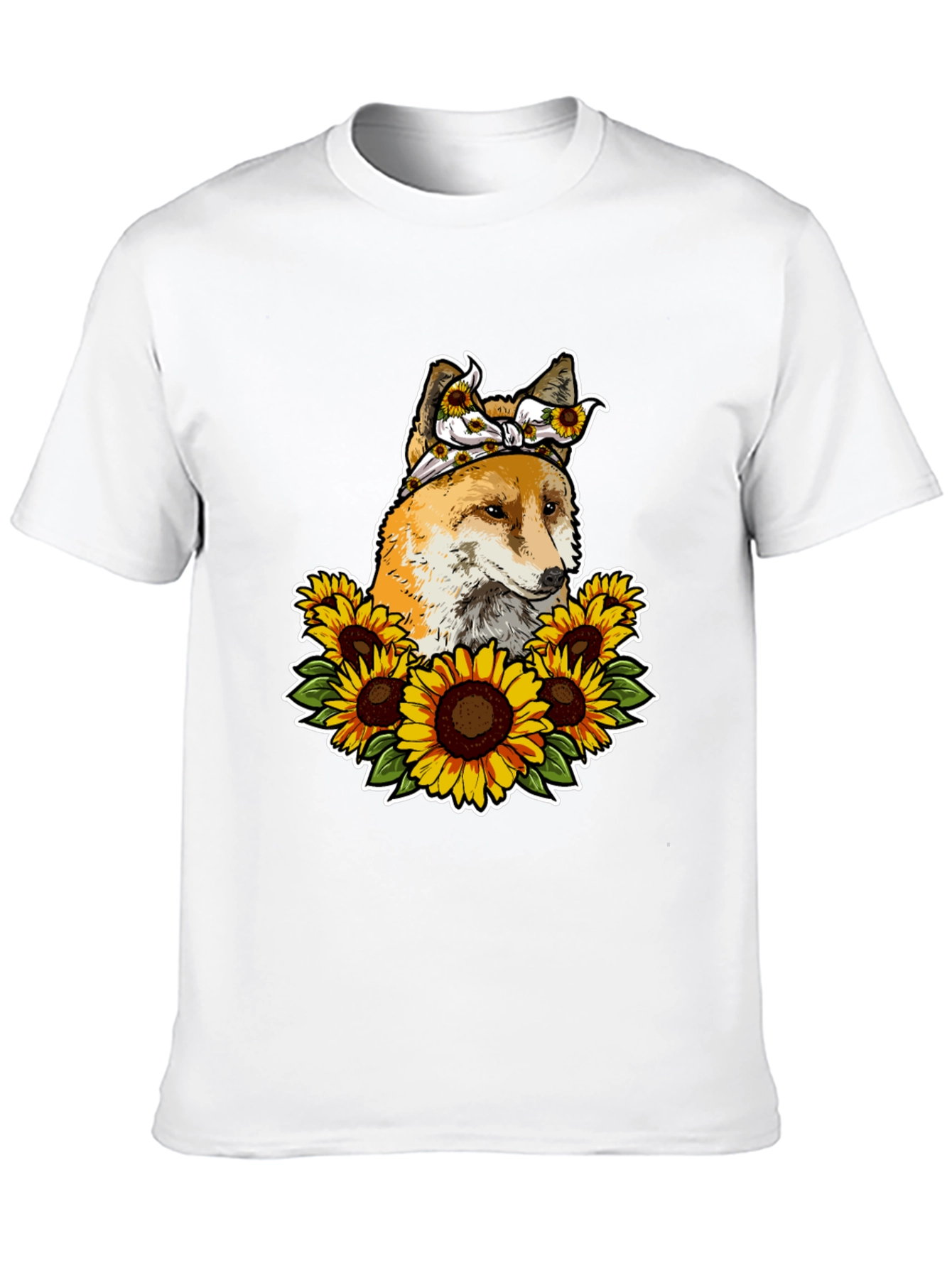 Fox Sunflower T-Shirt - Cute Animal Graphic Tee